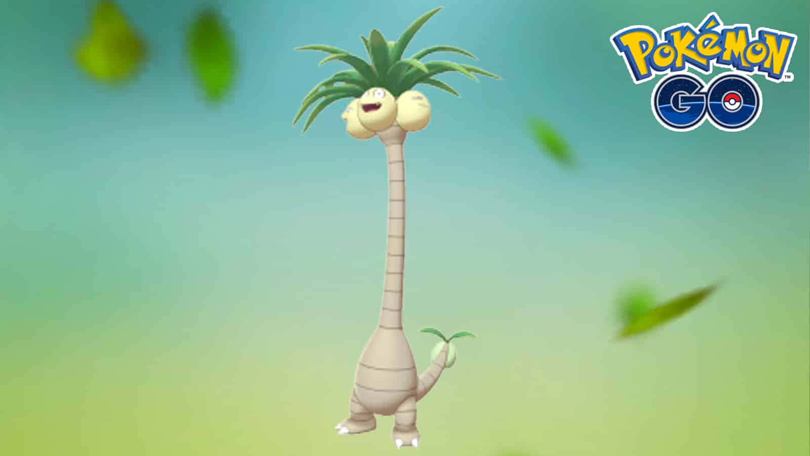 Exeggutor, gradient sky, floating leaves, HD Desktop Wallpaper