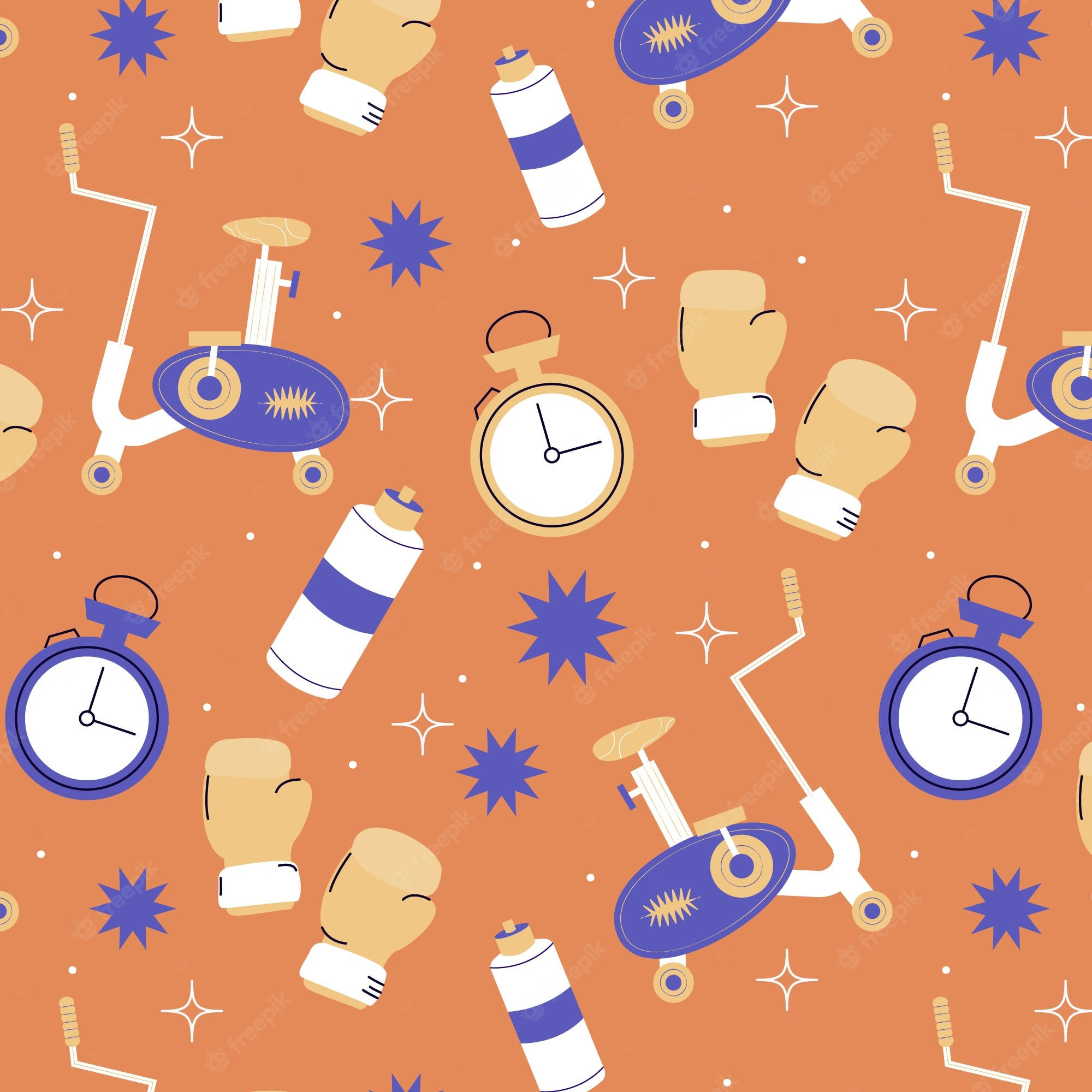 boxing gloves, stopwatches, blue stars, Full HD Desktop Wallpaper