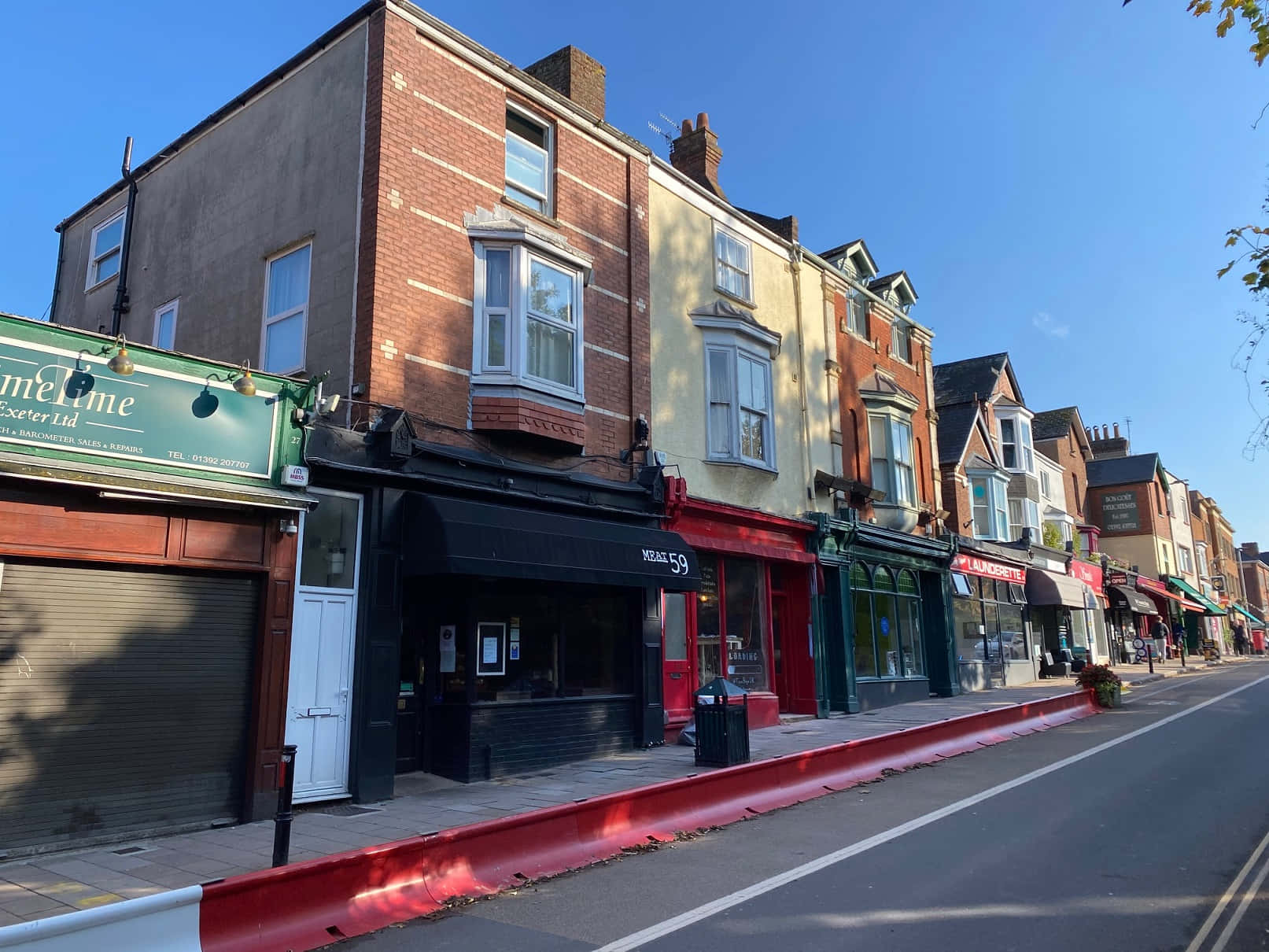 Exeter, street view, colorful brick buildings, HD Desktop Wallpaper