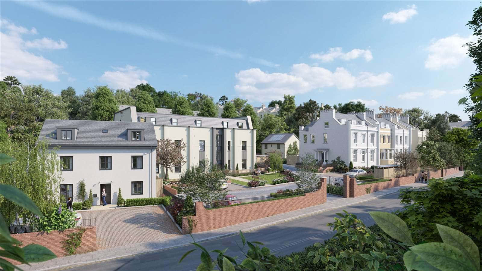 Exeter, luxury residential development, modern white townhouses, HD Desktop Wallpaper