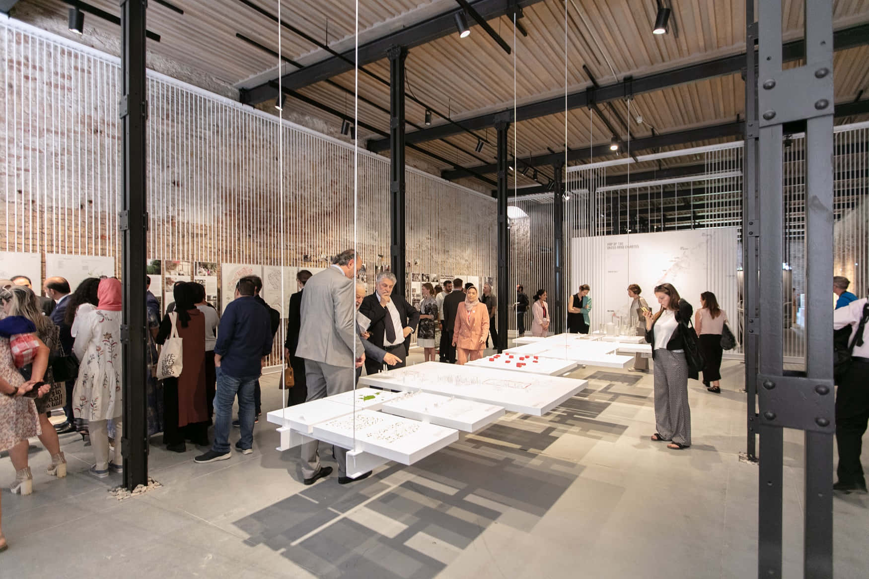 exhibition, architectural drawings, white tables, HD Desktop Wallpaper