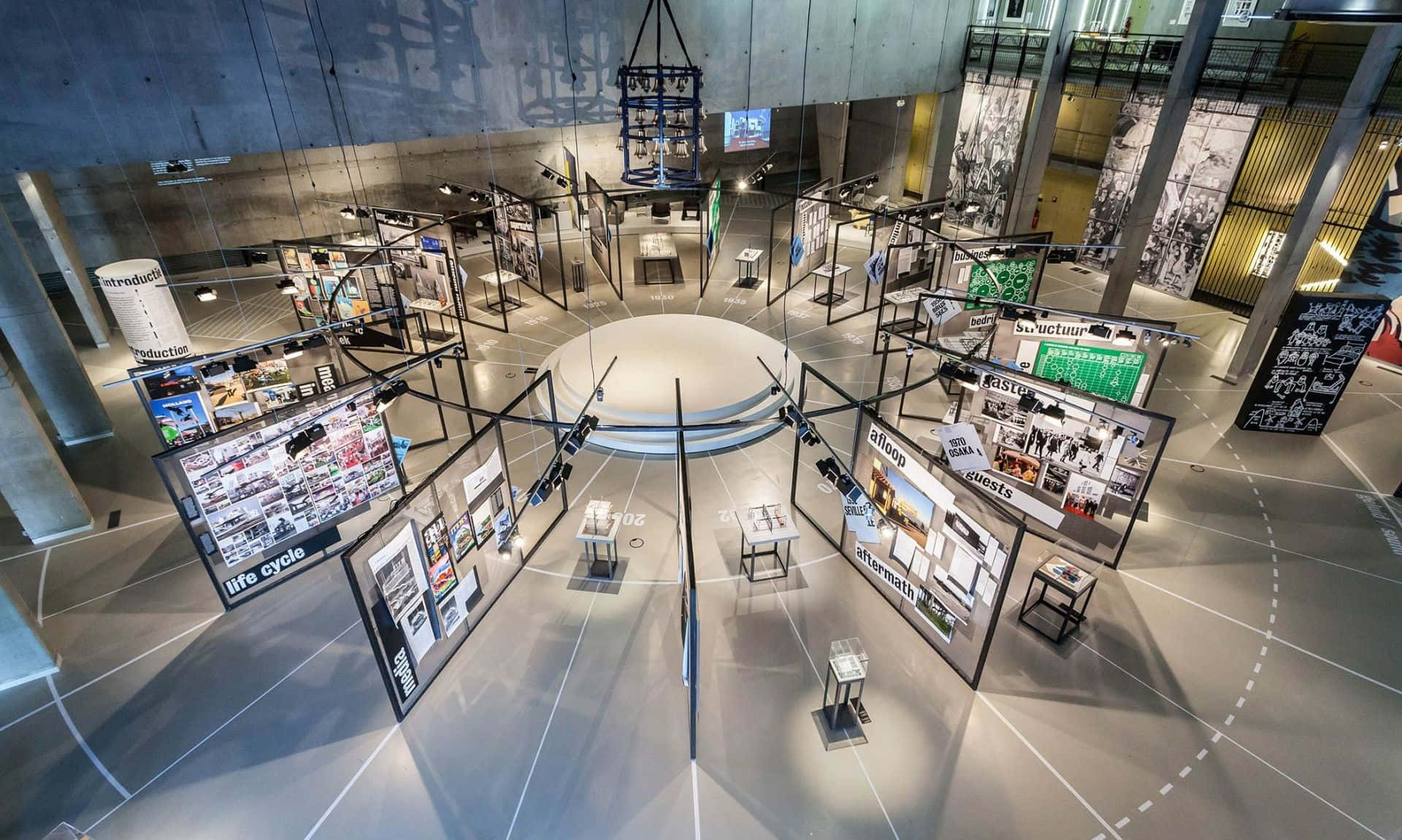 exhibition, modern museum, circular layout, Full HD Desktop Wallpaper