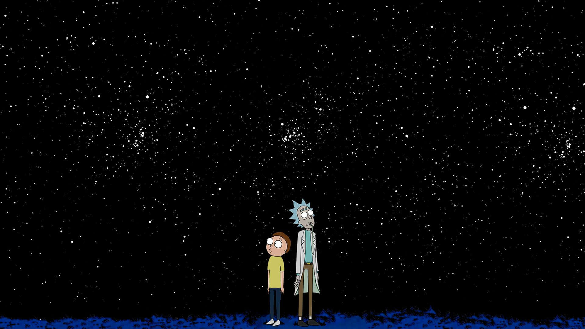 Existentialism, blue planet surface, vast star-filled black sky, Full HD Desktop Wallpaper