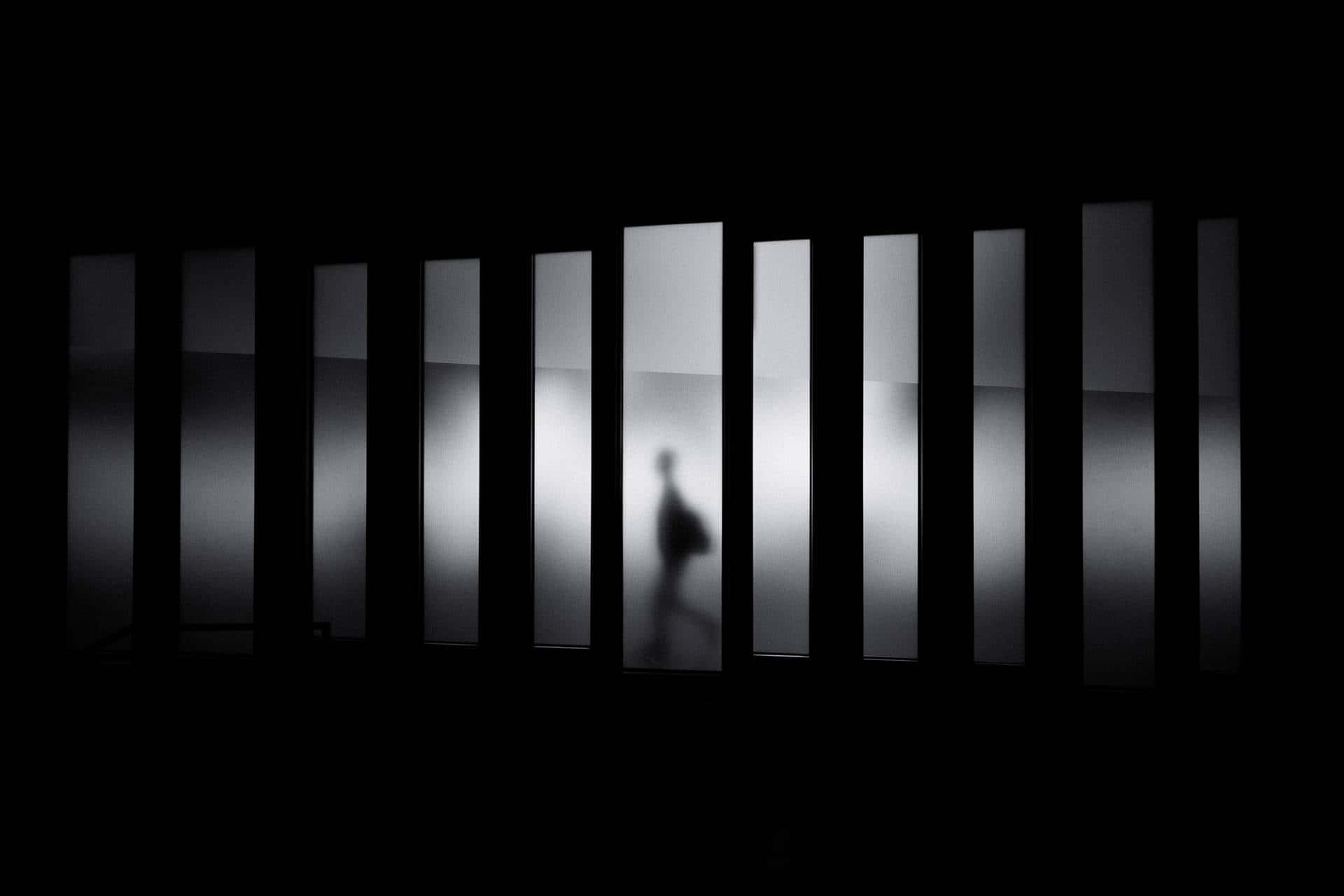 Existentialism, silhouette, vertical light panels, Full HD Desktop Wallpaper
