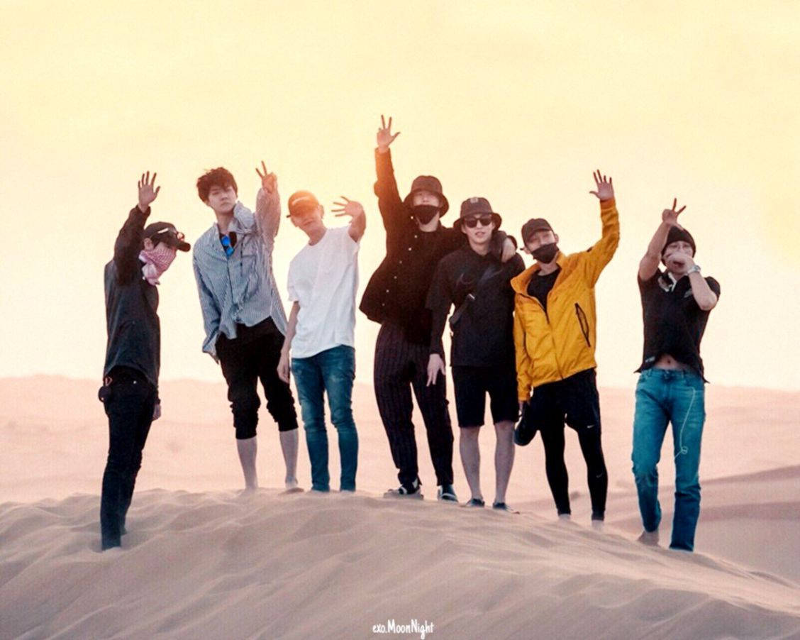 Exo Desktop, seven young men, casual clothes, SD Desktop Wallpaper
