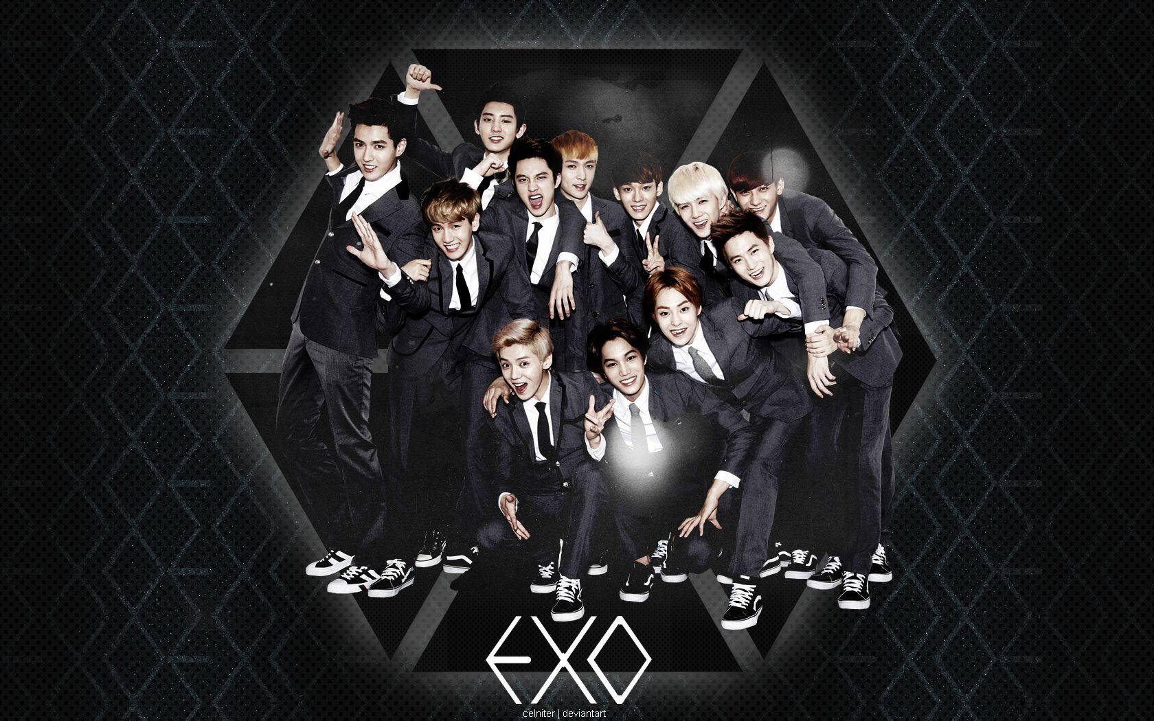 Exo Desktop, black suits, sneakers, HD Desktop Wallpaper