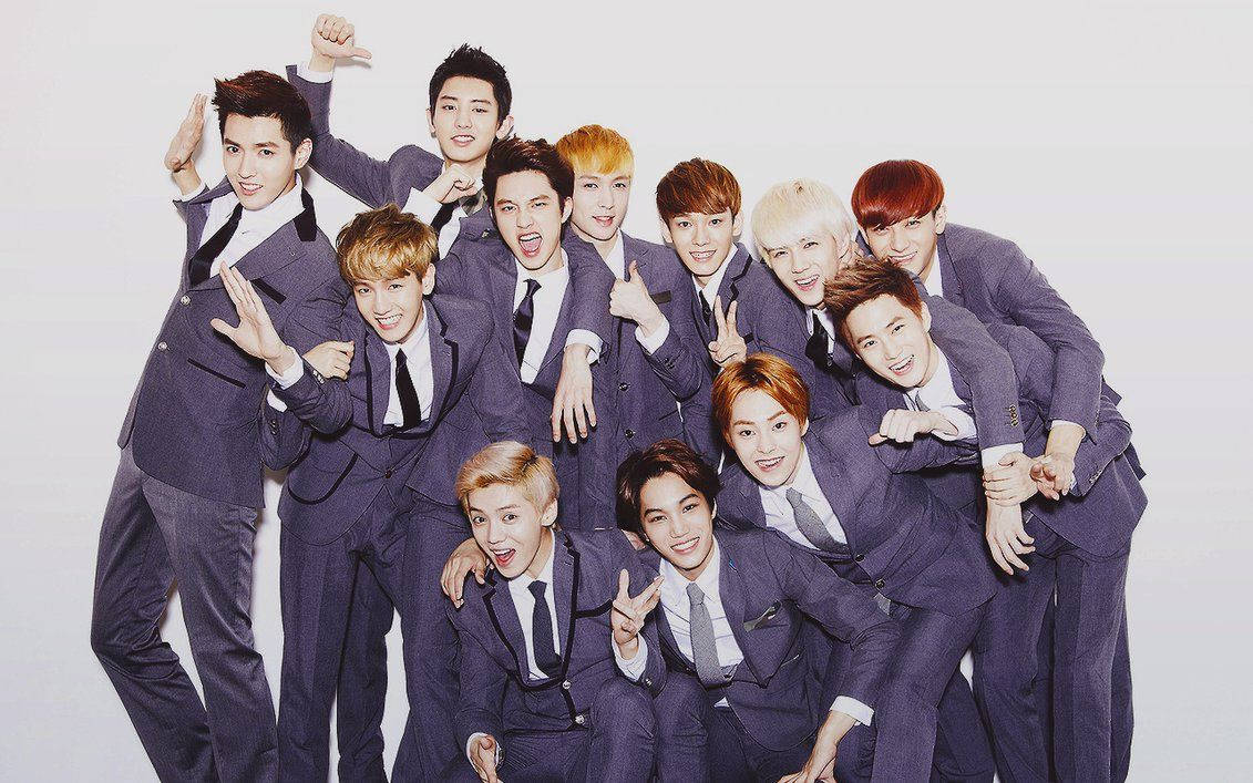Studio Exo Desktop, purple suits, young men, SD Desktop Wallpaper