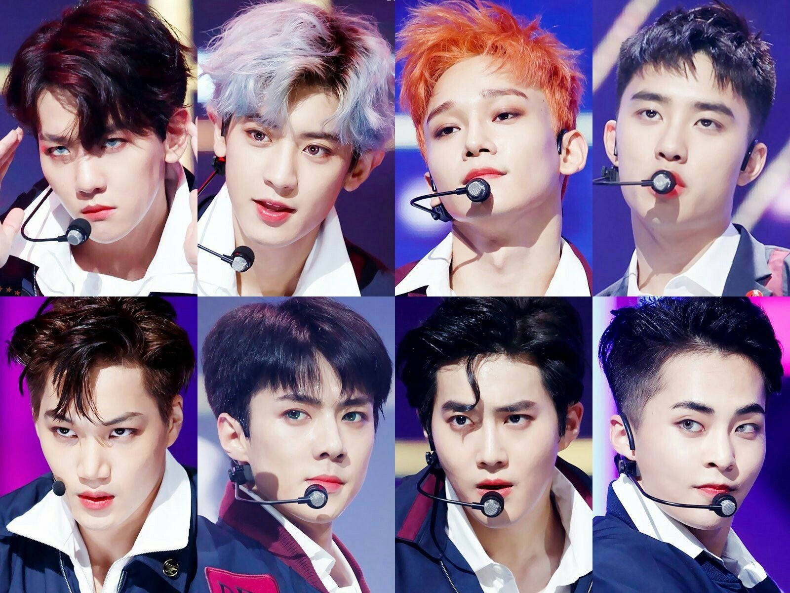 Exo Desktop, K-pop idols, vibrant hair colors, HD Desktop Wallpaper