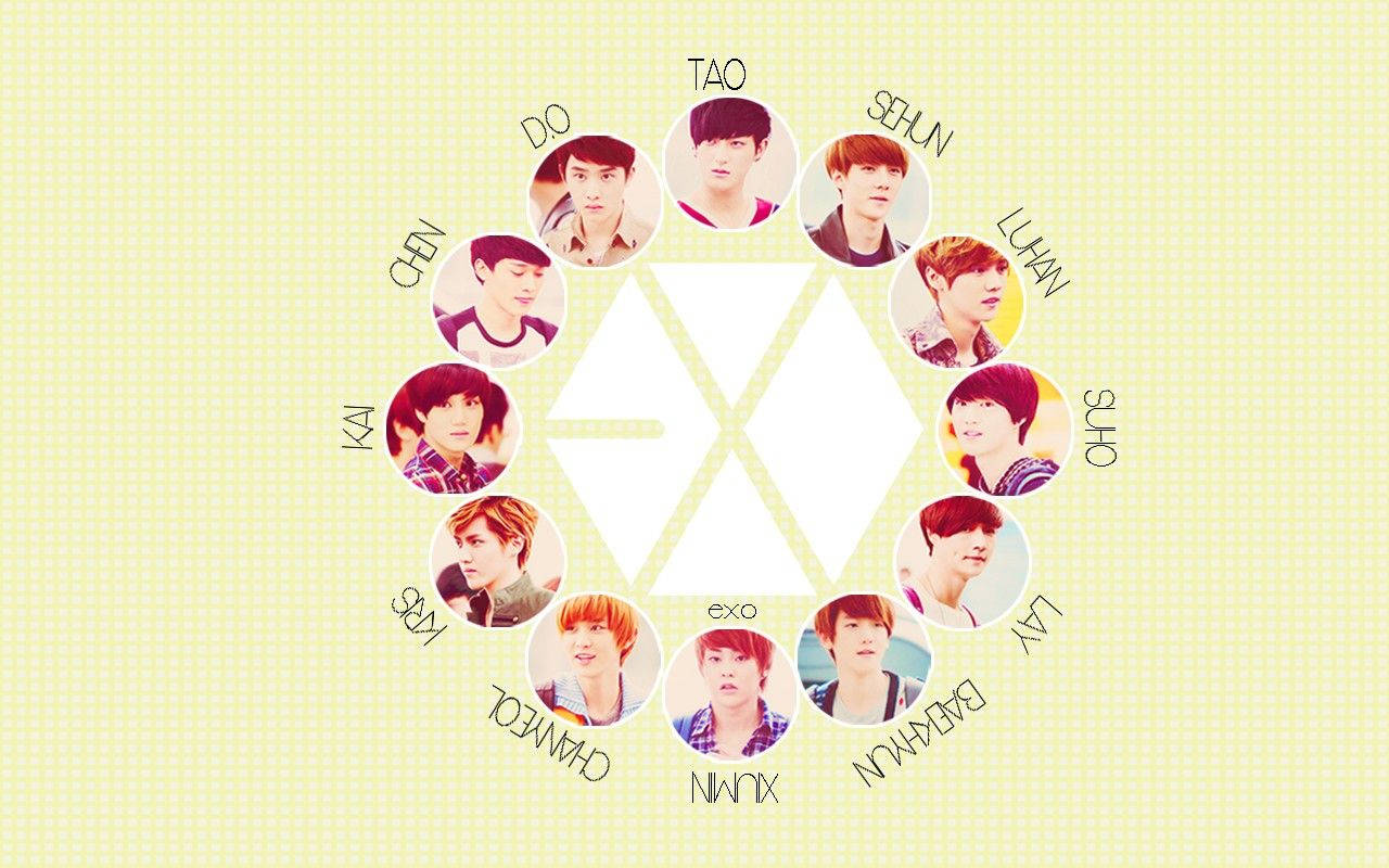 EXO, circular arrangement, member portraits, HD Desktop Wallpaper