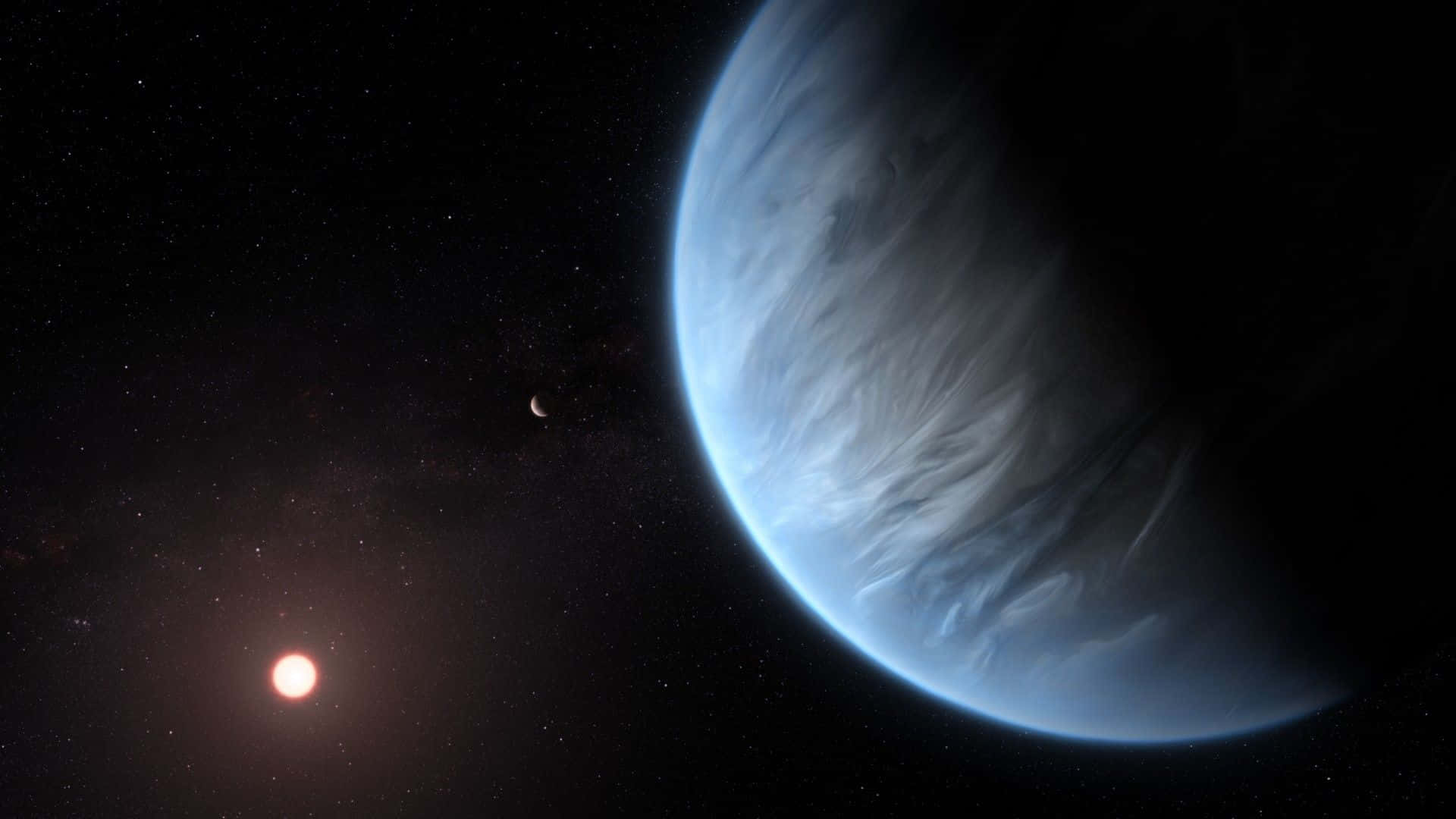 Exoplanet, blue planet, swirling clouds, Full HD Desktop Wallpaper