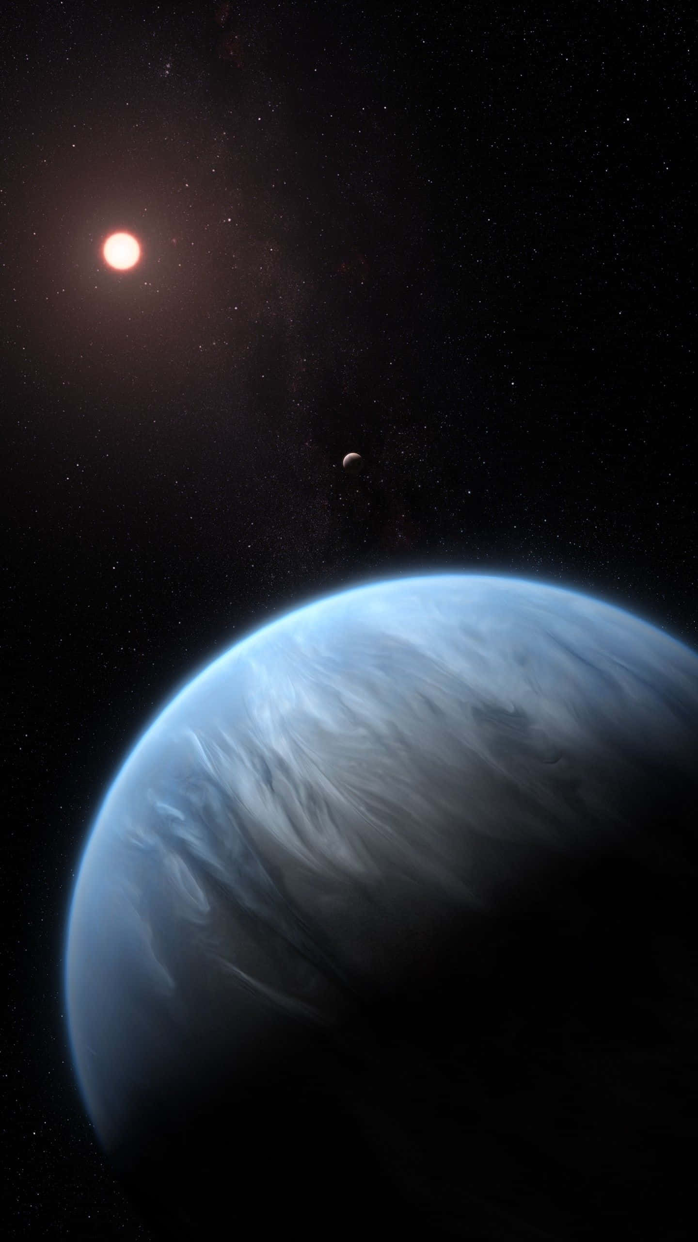 Exoplanet, blue planet, swirling clouds, 2K Phone Wallpaper
