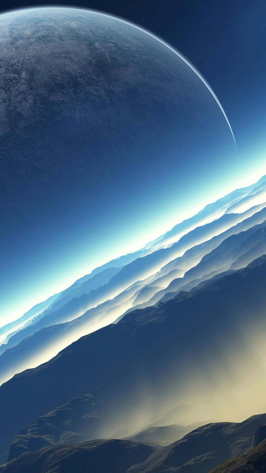 exoplanet, alien planet, layered mountain ranges, Full HD Phone Wallpaper