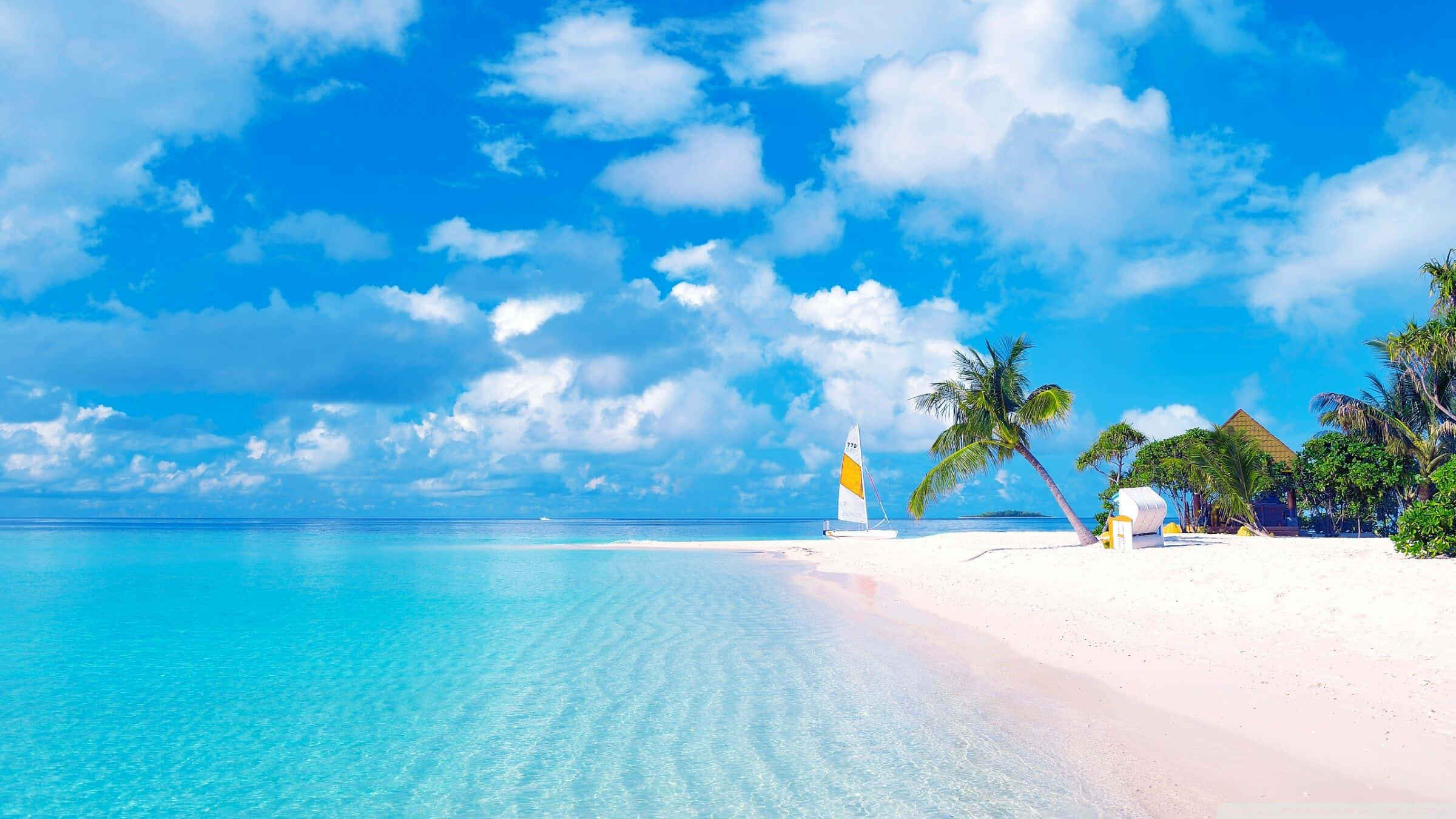 Exotic Blue Sea, tropical beach, turquoise water, Full HD Desktop Wallpaper
