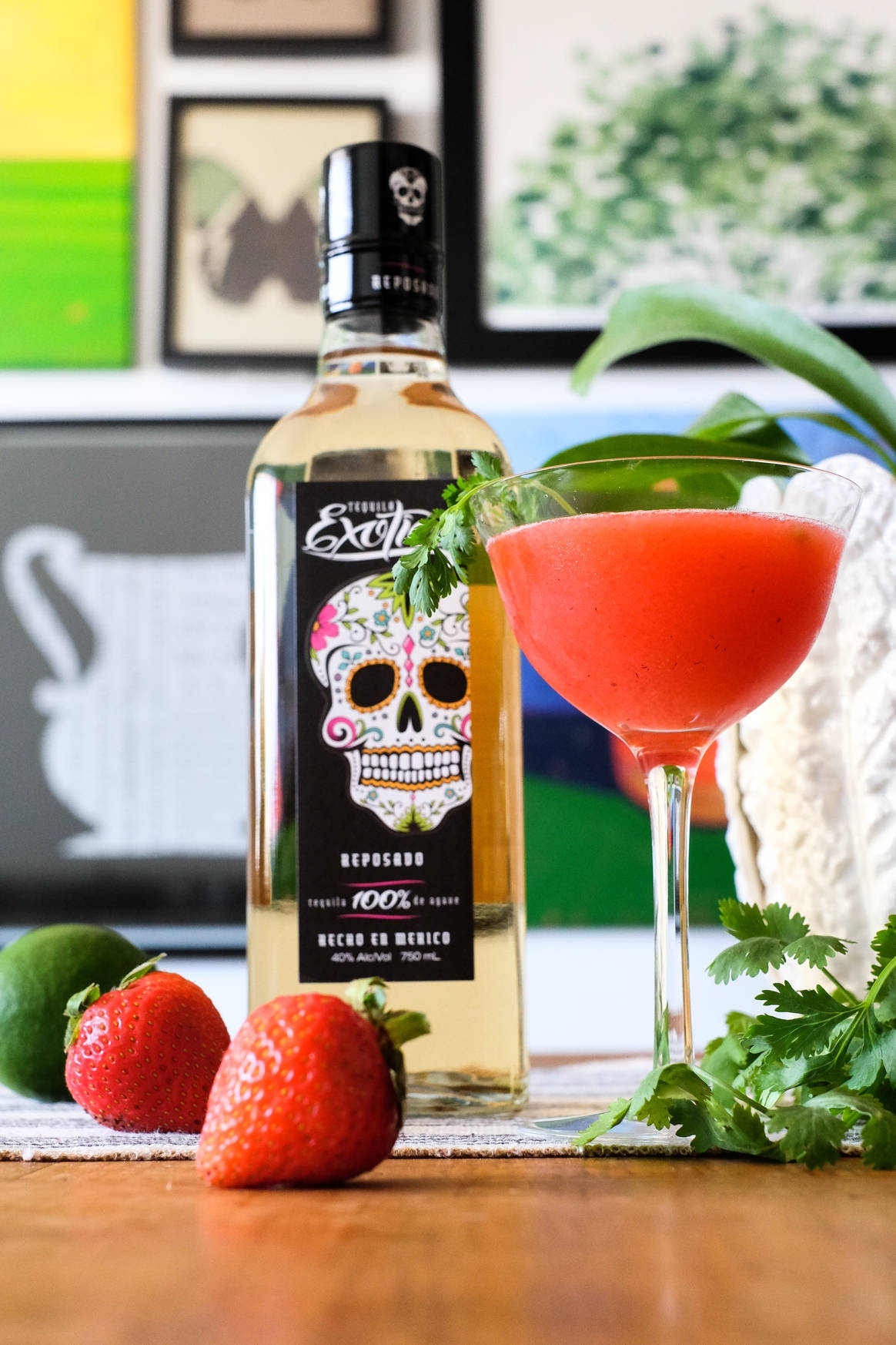 Exotico, sugar skull tequila, strawberries, HD Phone Wallpaper