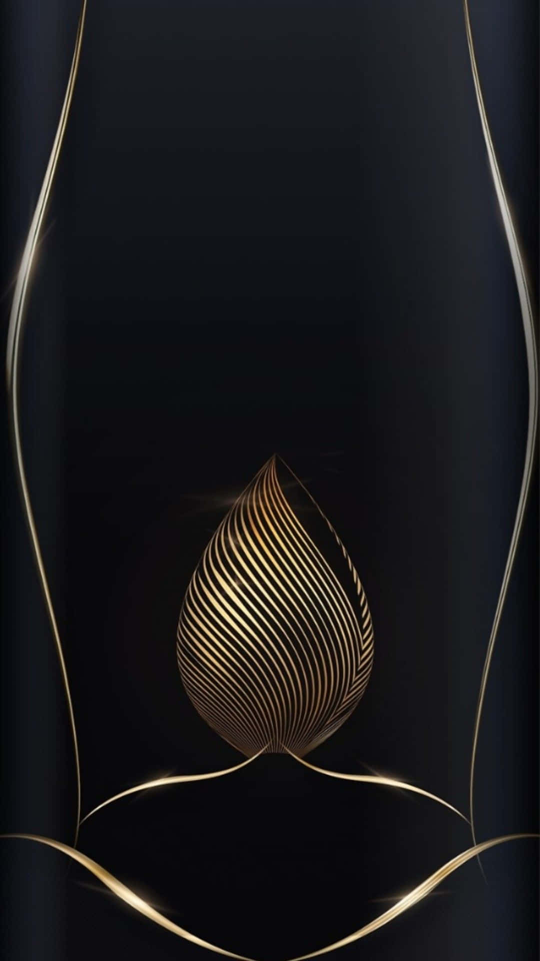 Expensive, gold flower lining, golden leaf-shaped abstract design, Full HD Phone Wallpaper