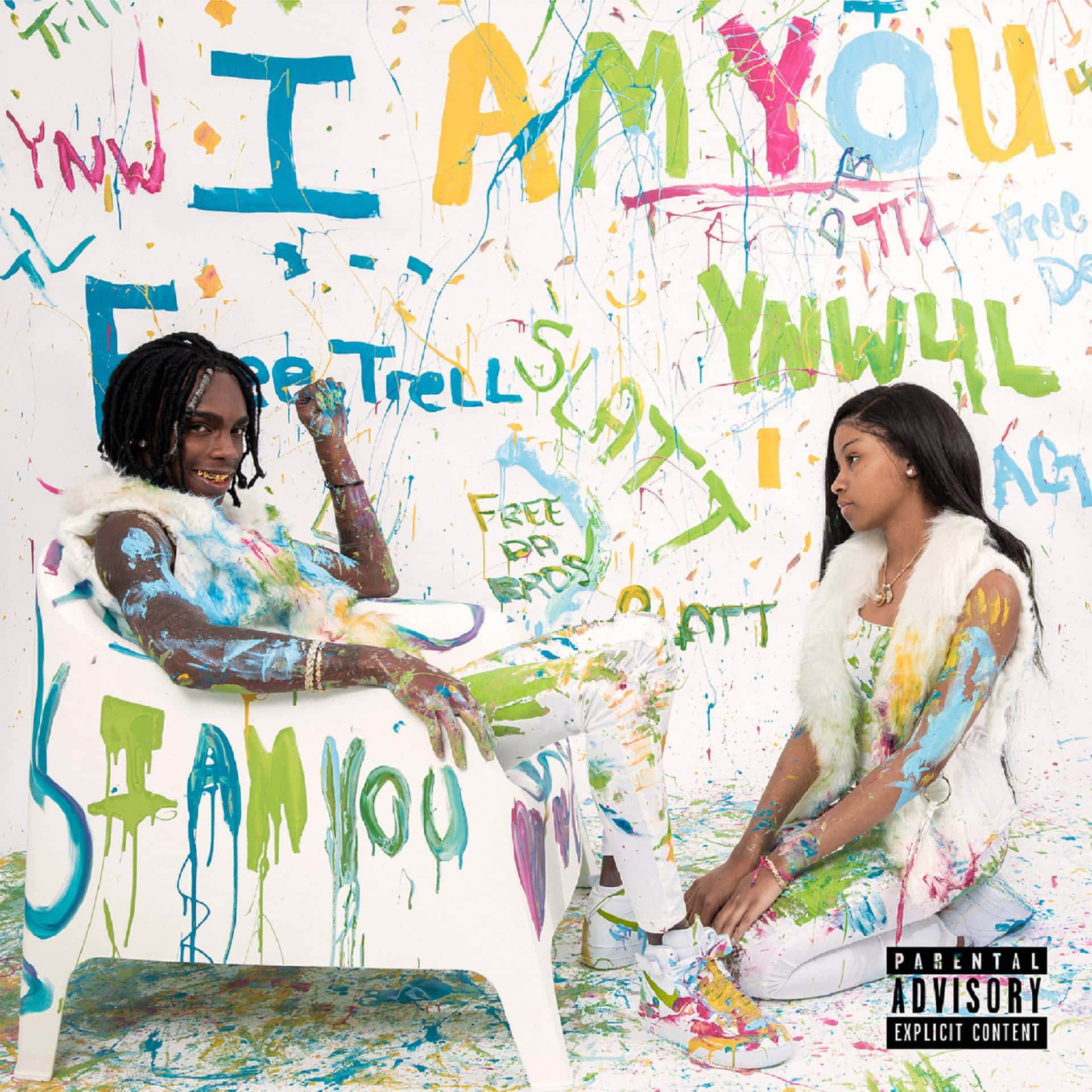 Explicit I Am You Mixtape, colorful paint, graffiti-covered wall, Full HD Desktop Wallpaper