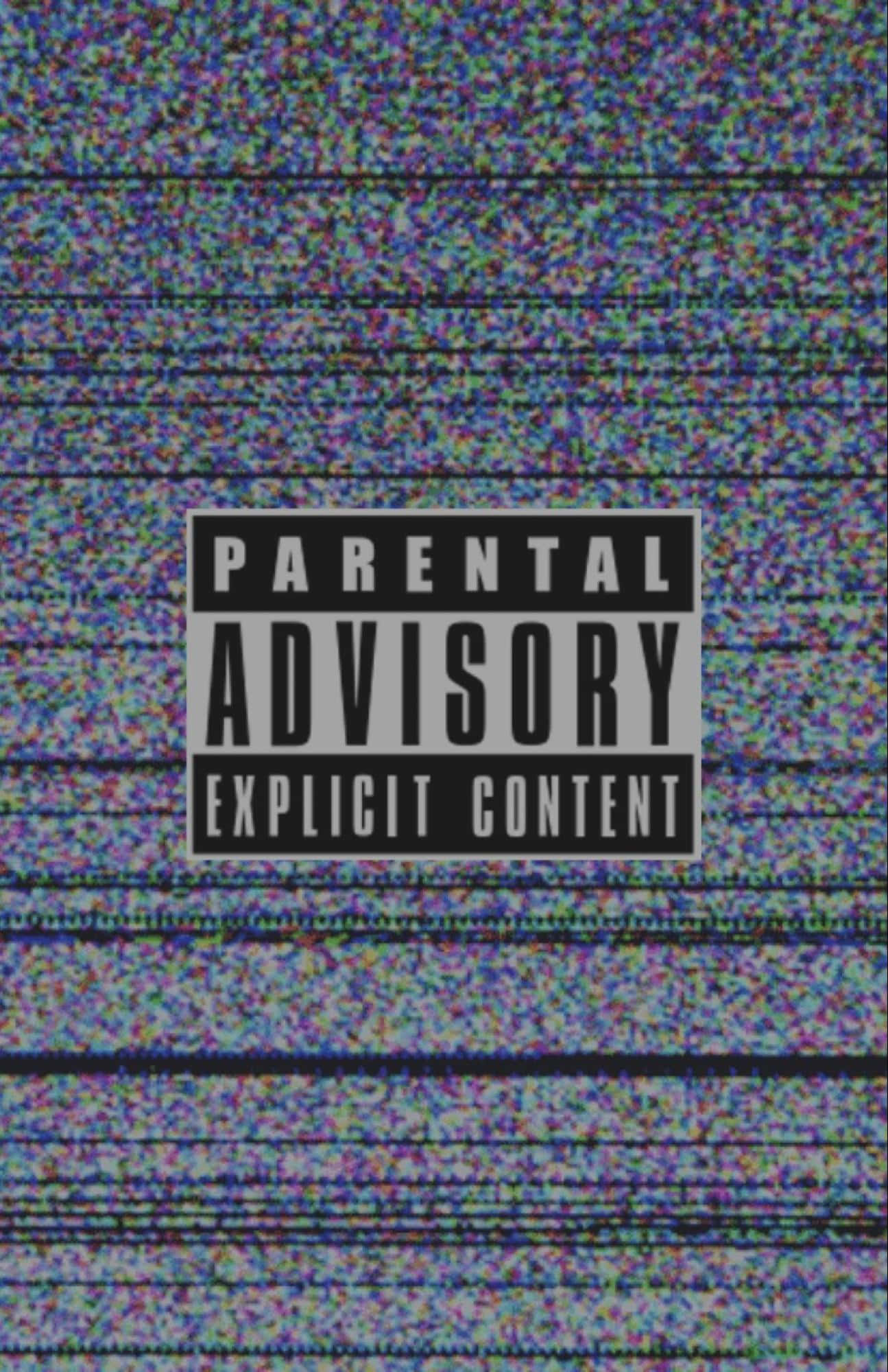 Explicit Content Stamp, colorful static, scanline glitch background, Full HD Phone Wallpaper