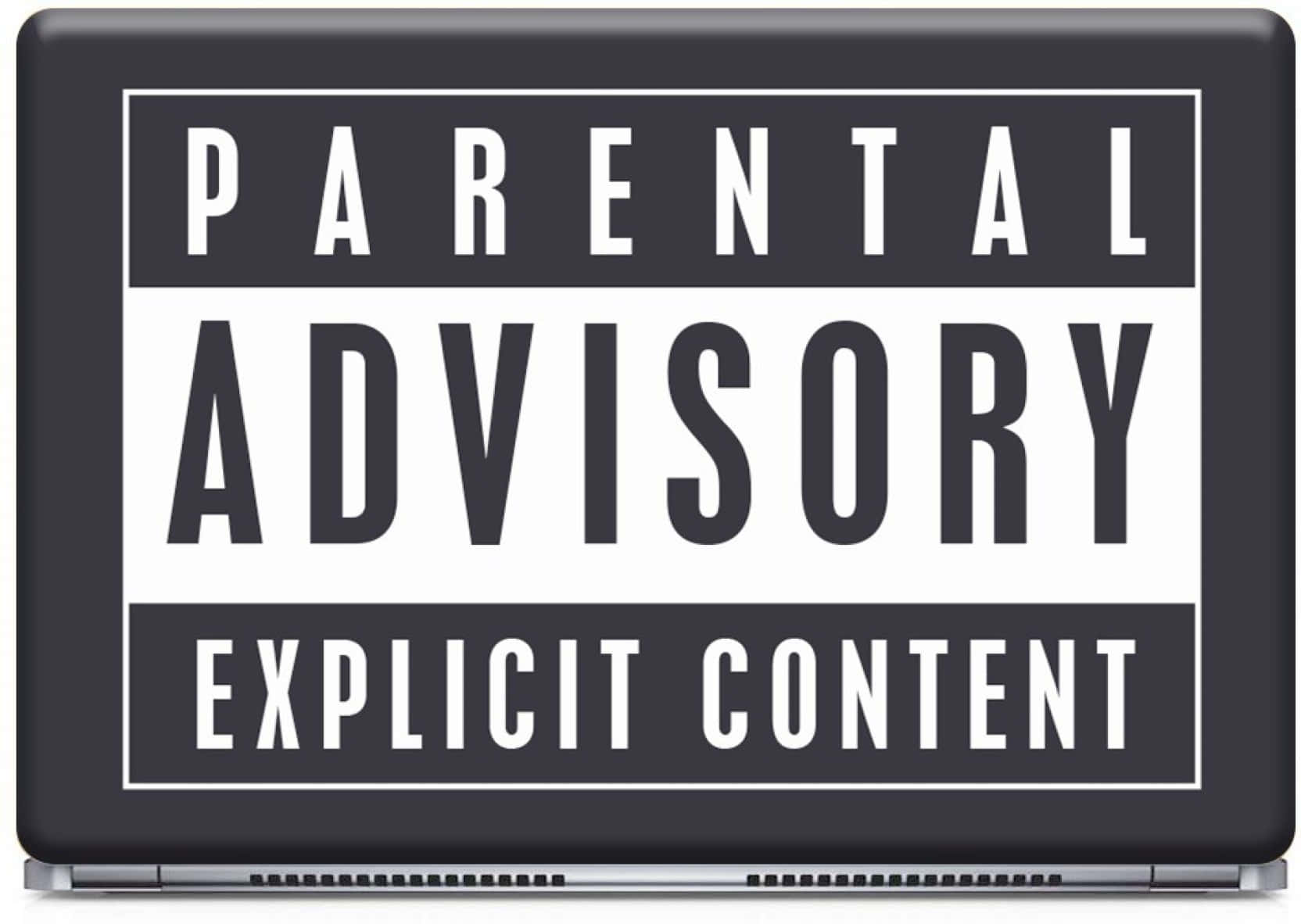 black and white parental advisory explicit content sticker, laptop, lid, HD Desktop Wallpaper
