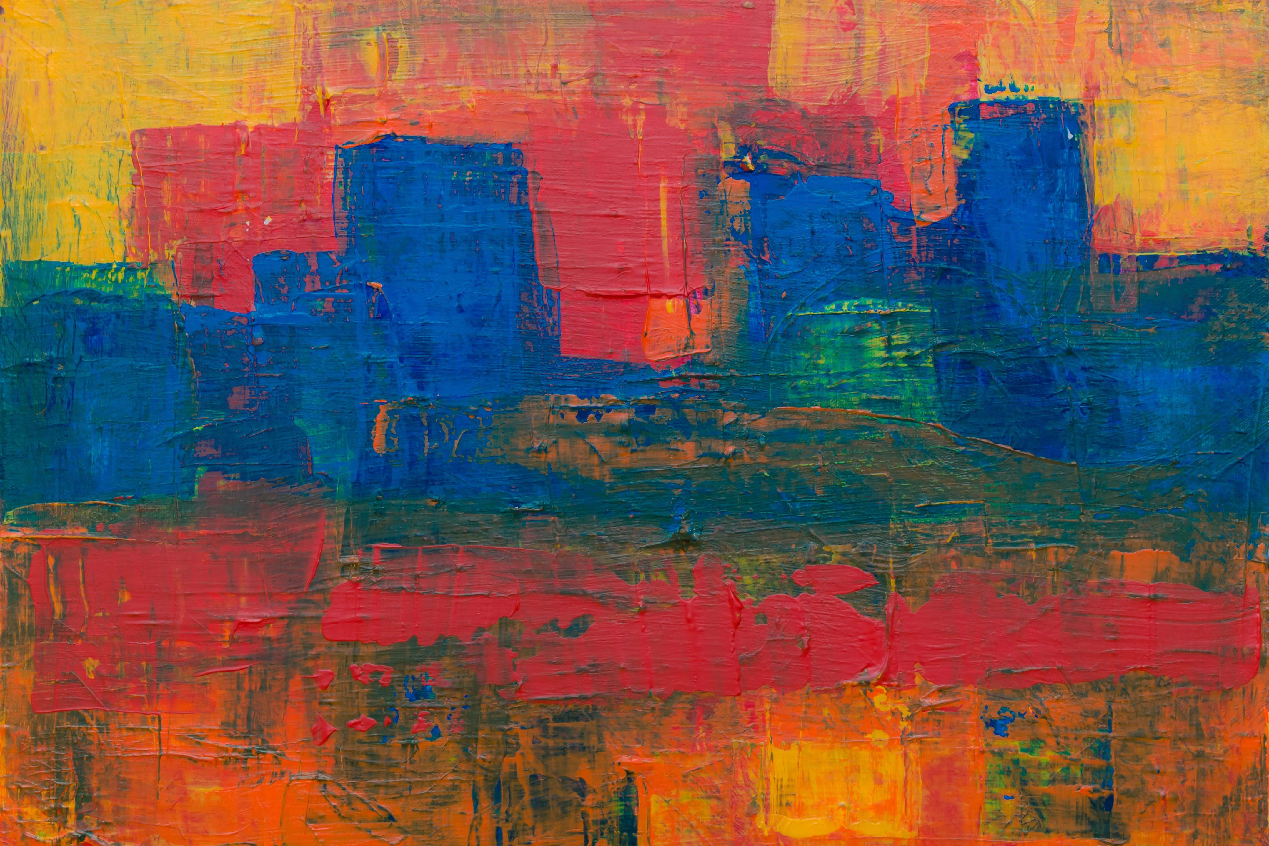 Expressionism, red, blue, 4K Desktop Wallpaper