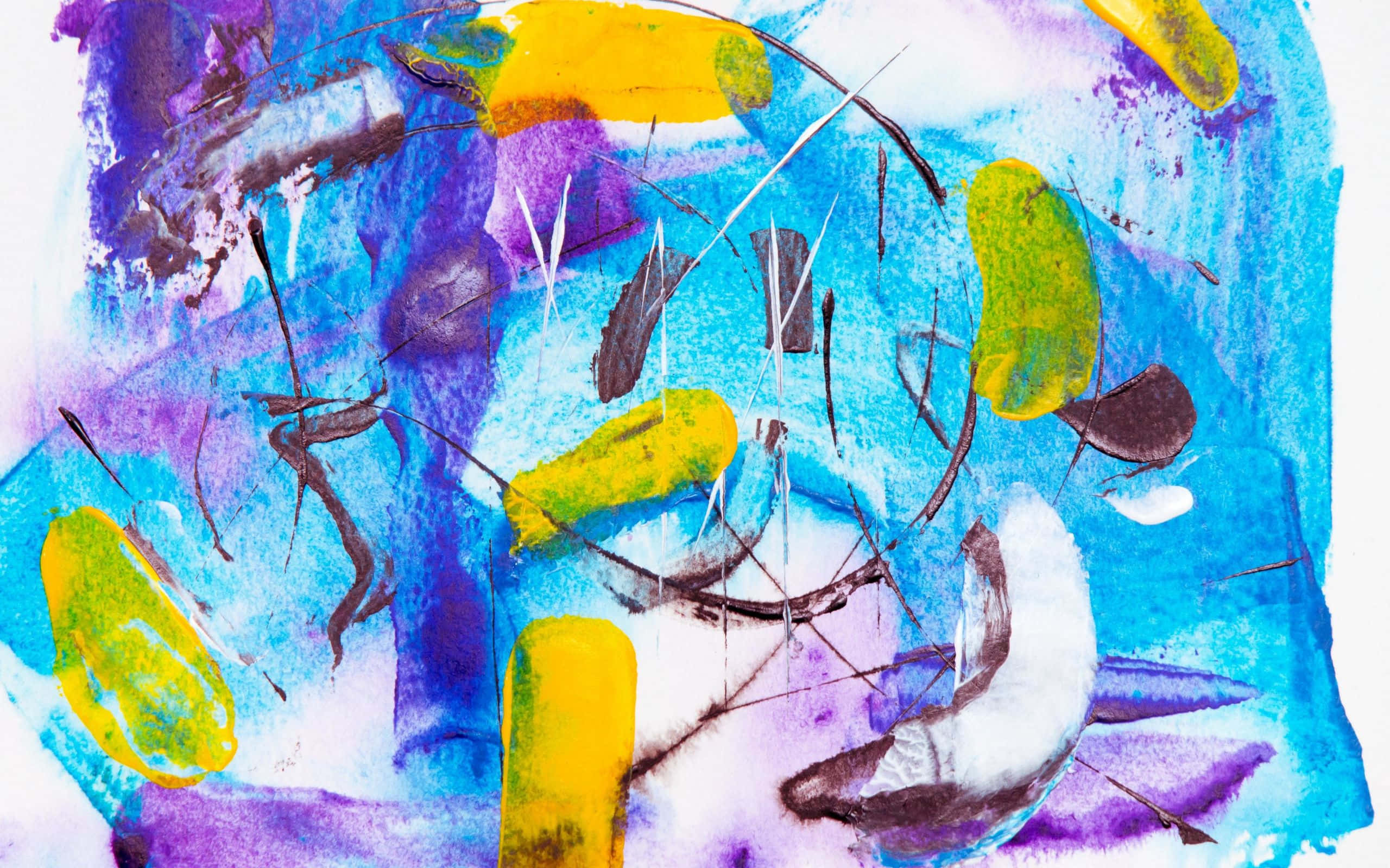 Abstract Expressionism, blue, purple, 2K Desktop Wallpaper