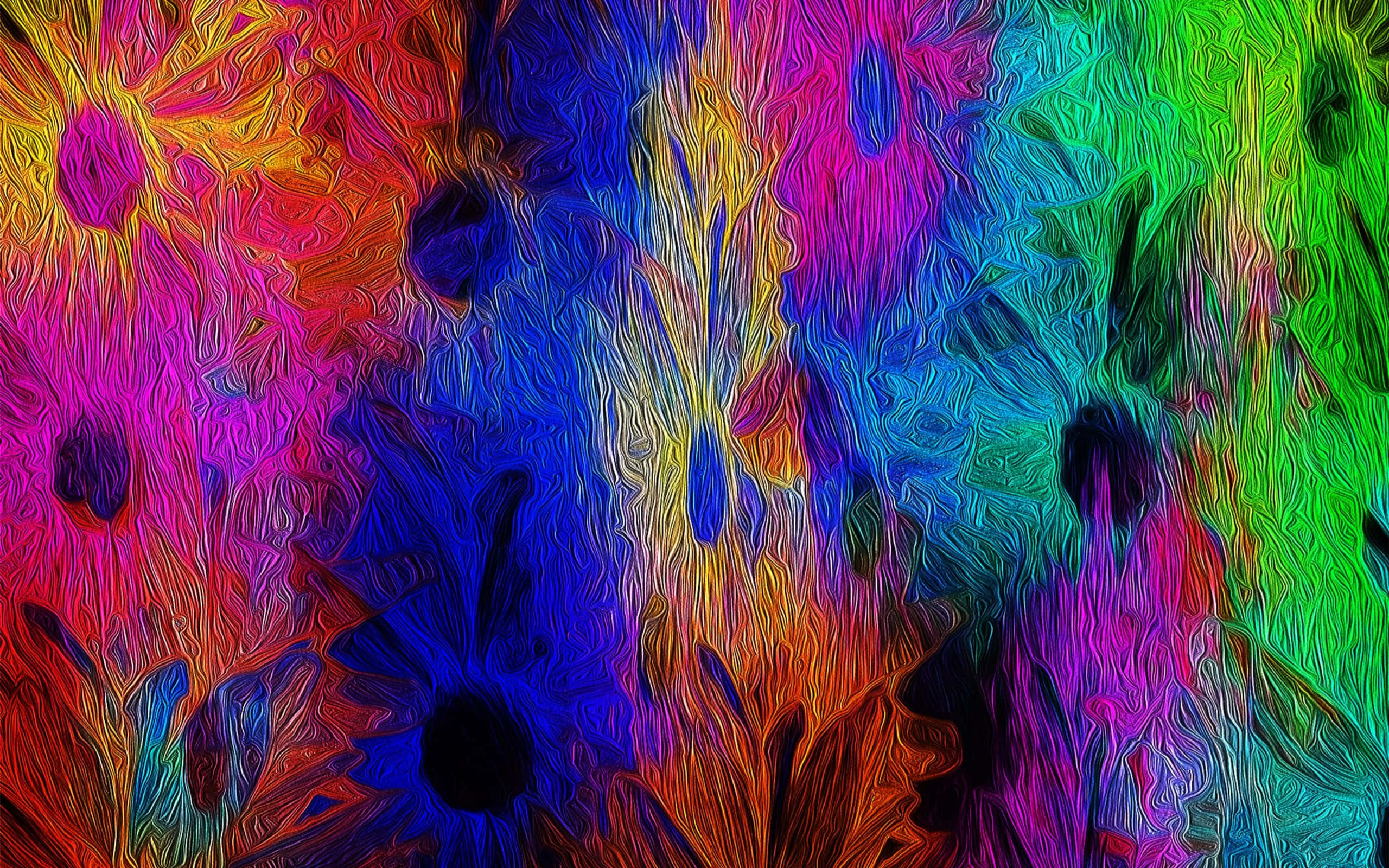 Expressionism, neon colors, abstract floral shapes, 2K Desktop Wallpaper