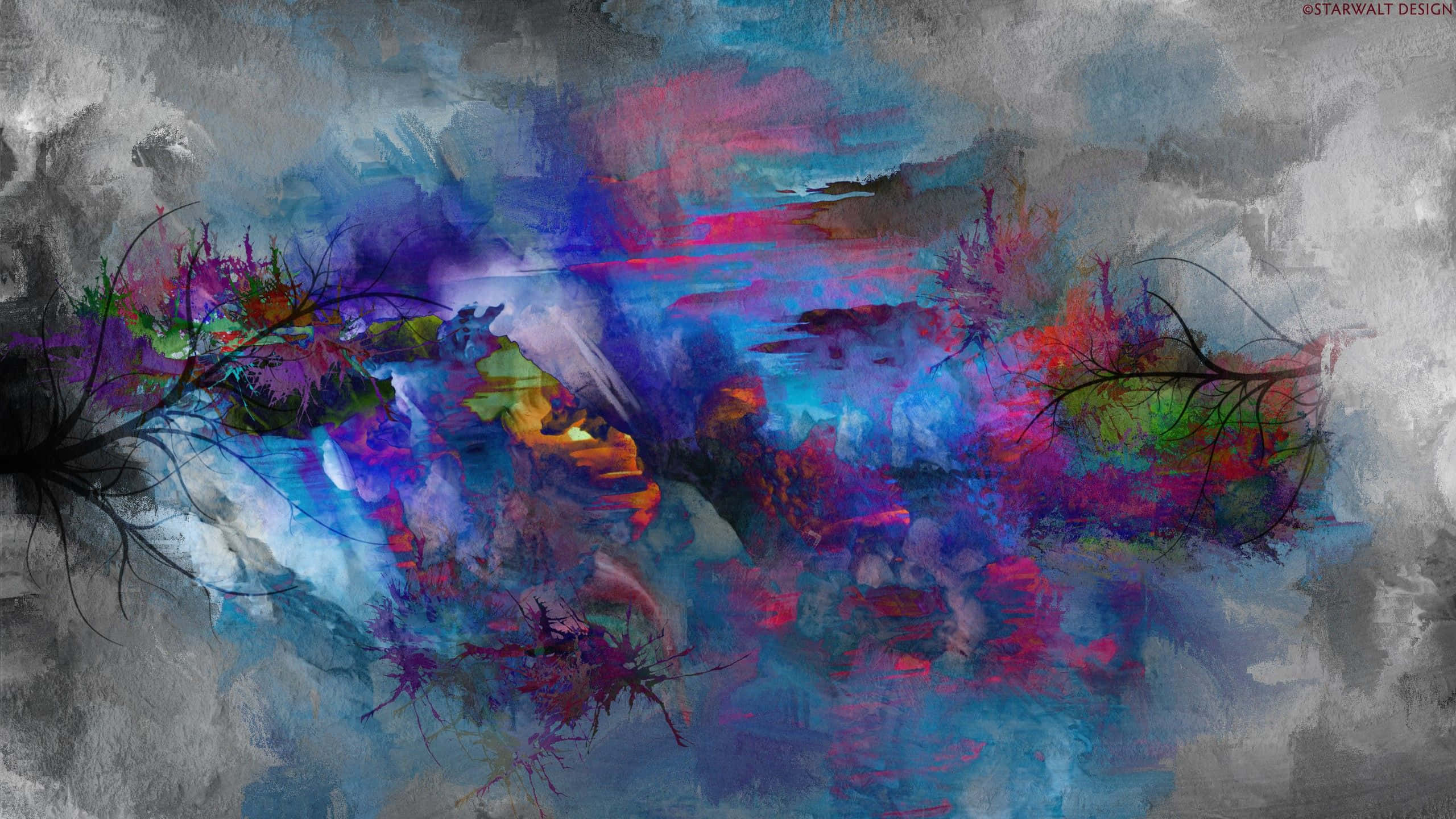 expressionism, blue, purple, 2K Desktop Wallpaper