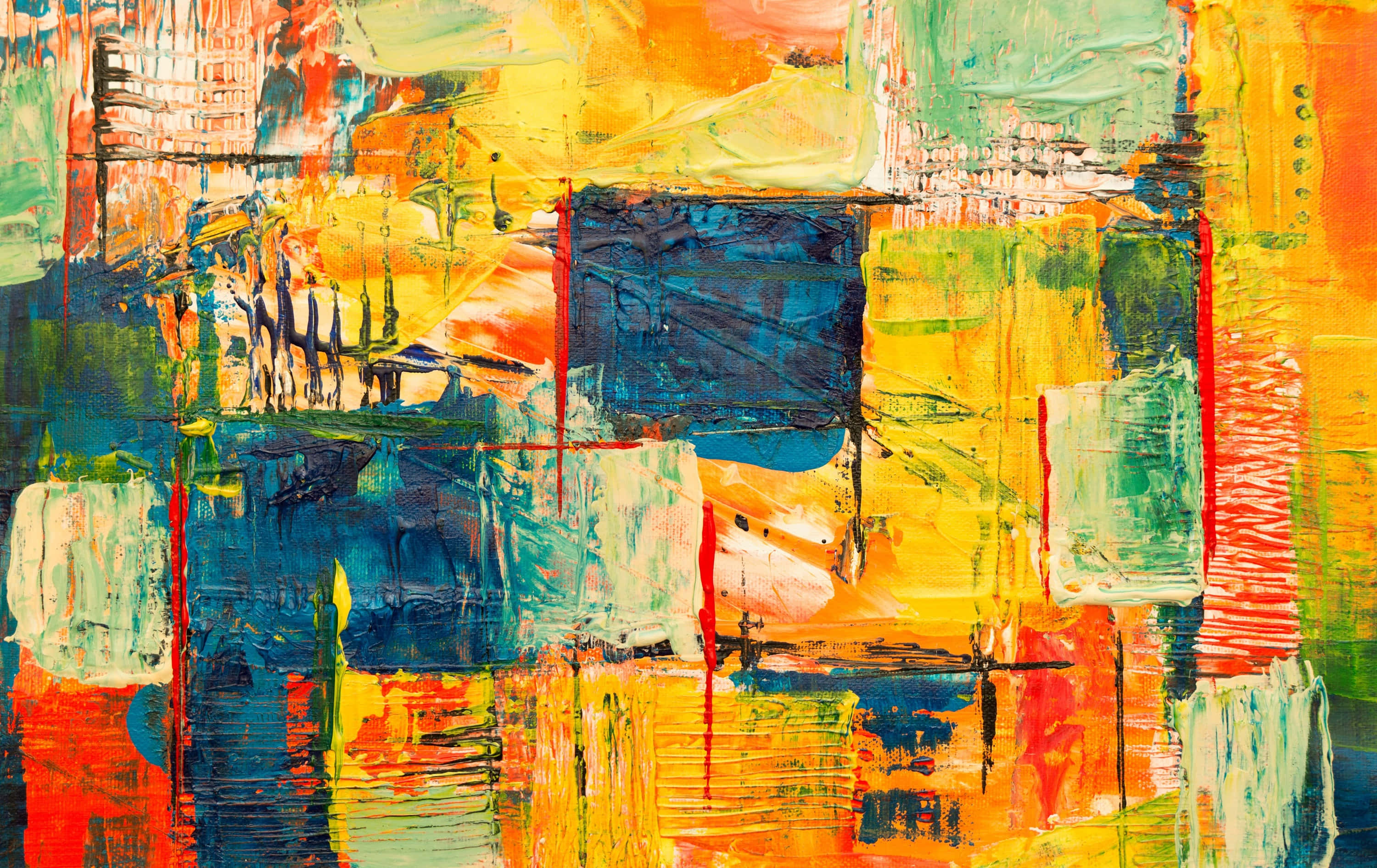 Expressionism, yellow, orange, 2K Desktop Wallpaper