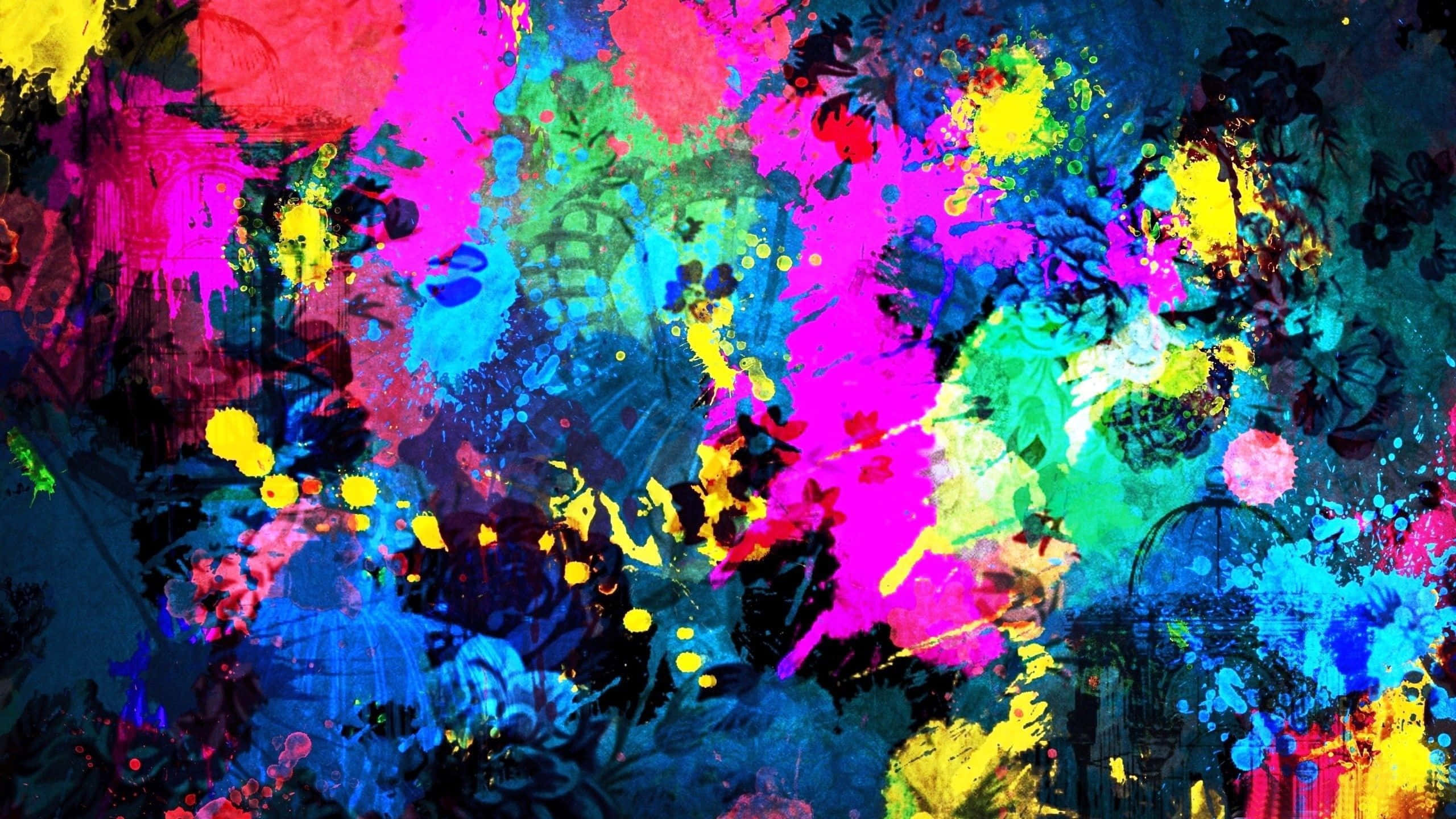 Expressionism, neon pink, yellow, 2K Desktop Wallpaper