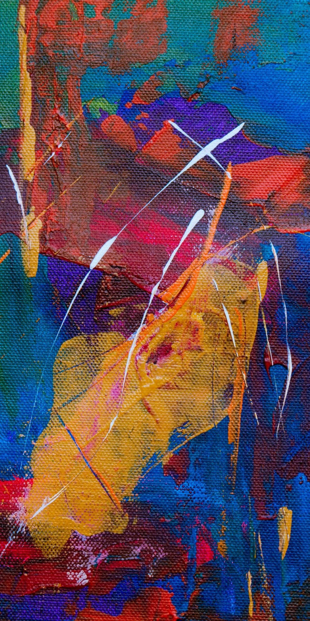 abstract expressionist painting, blue, red, Full HD Phone Wallpaper