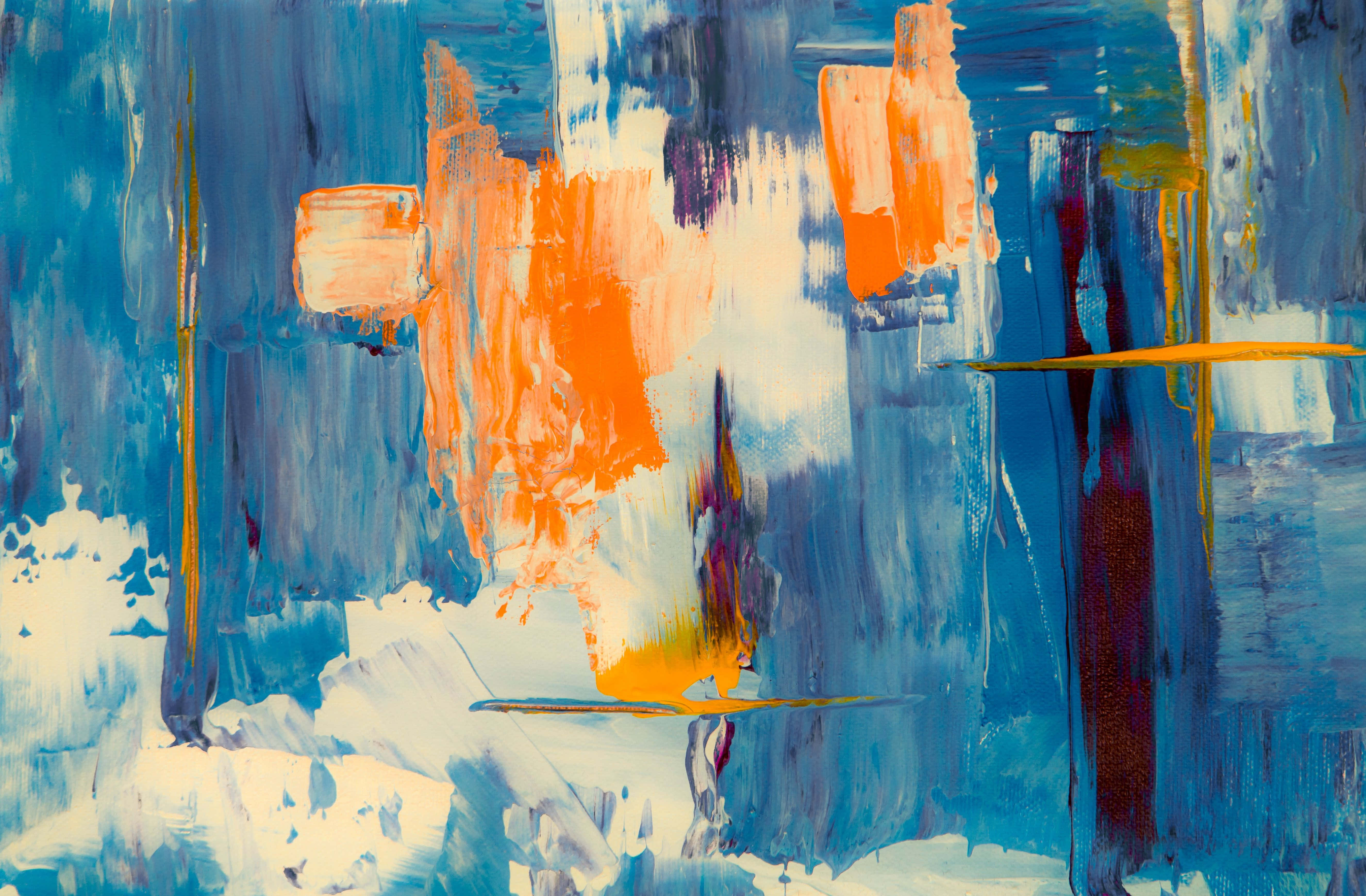 Expressionism, blue, orange, 5K Desktop Wallpaper