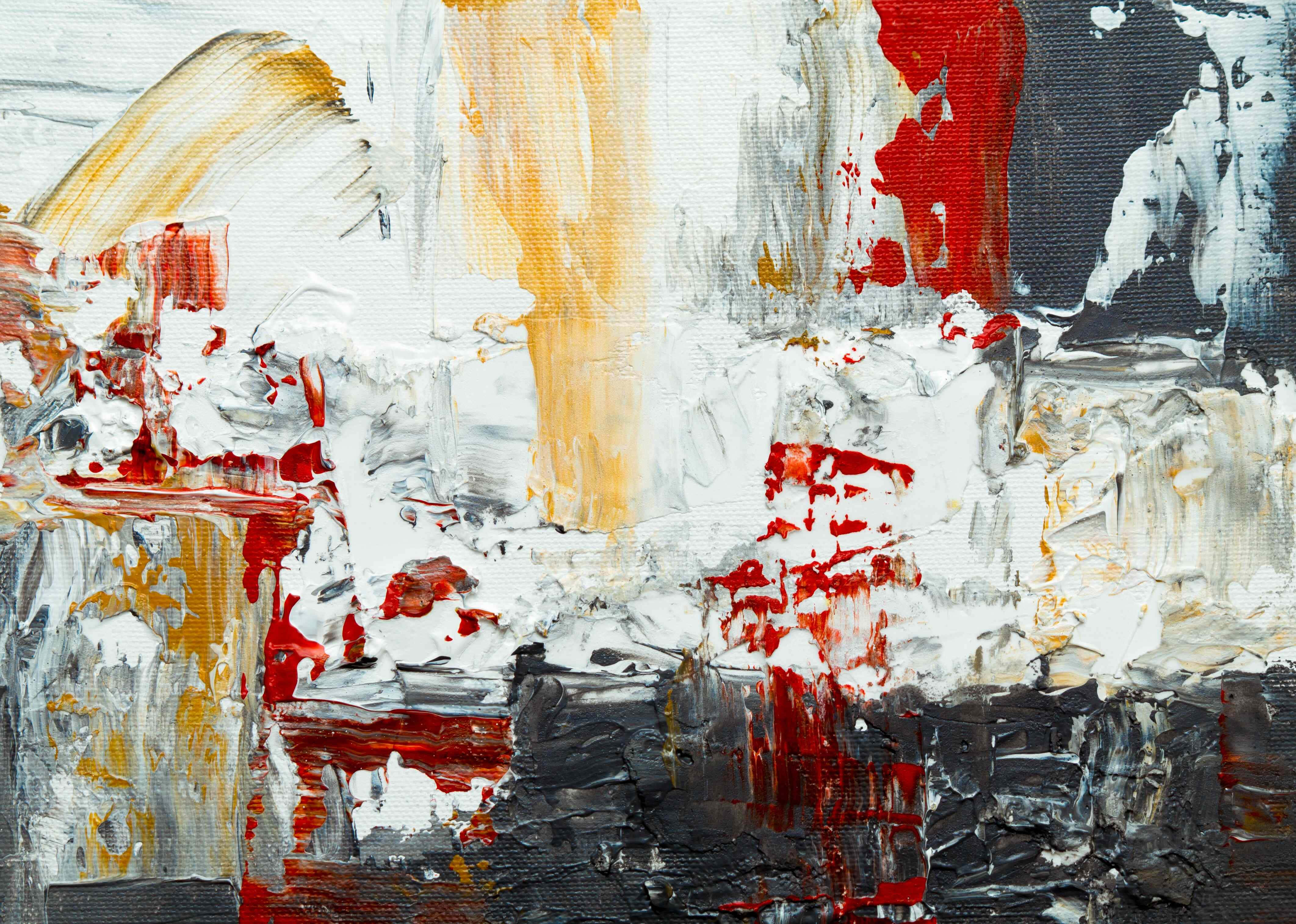 expressionist, red, white, 4K Desktop Wallpaper