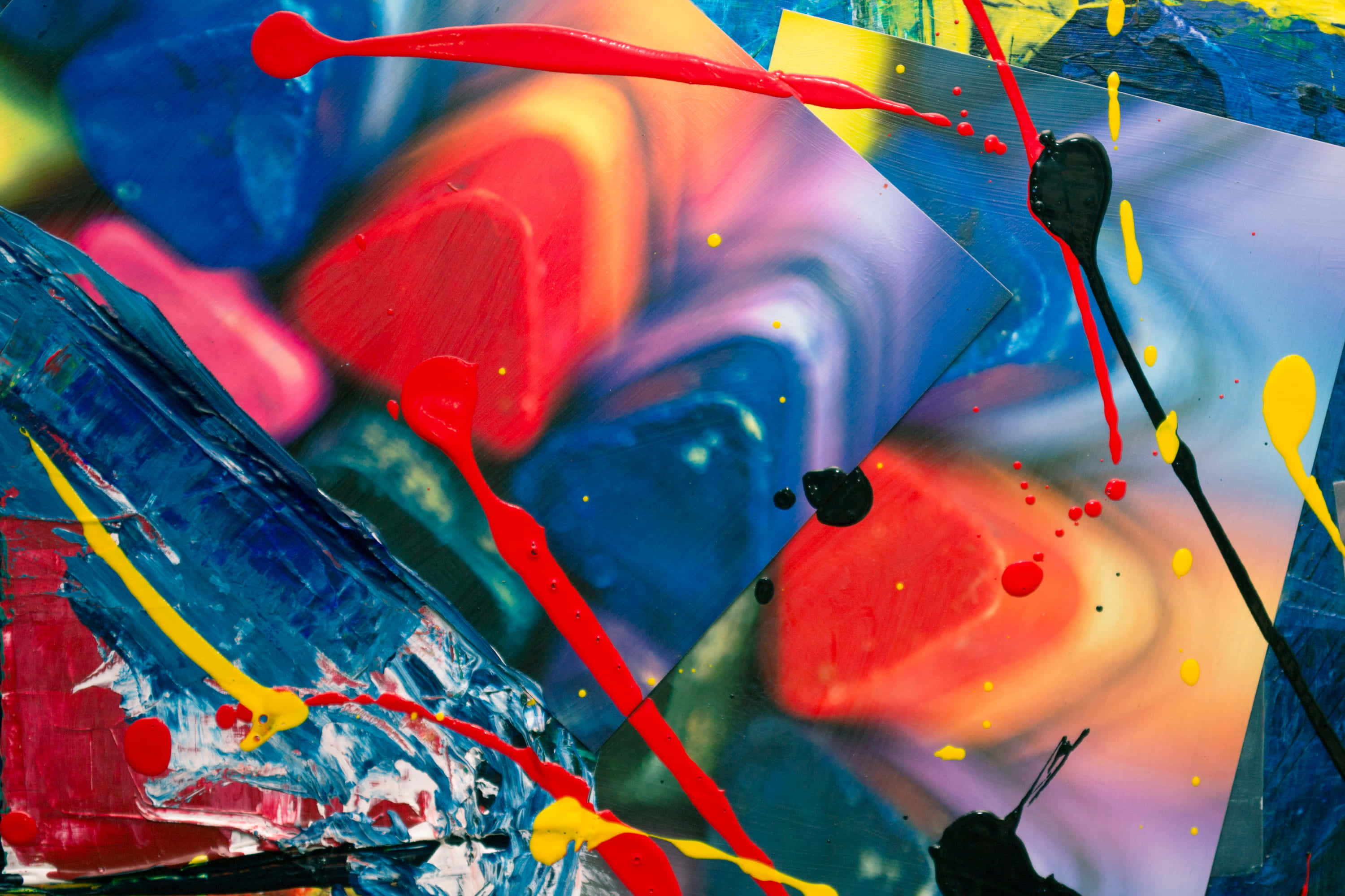 Expressionist, red, yellow, 2K Desktop Wallpaper