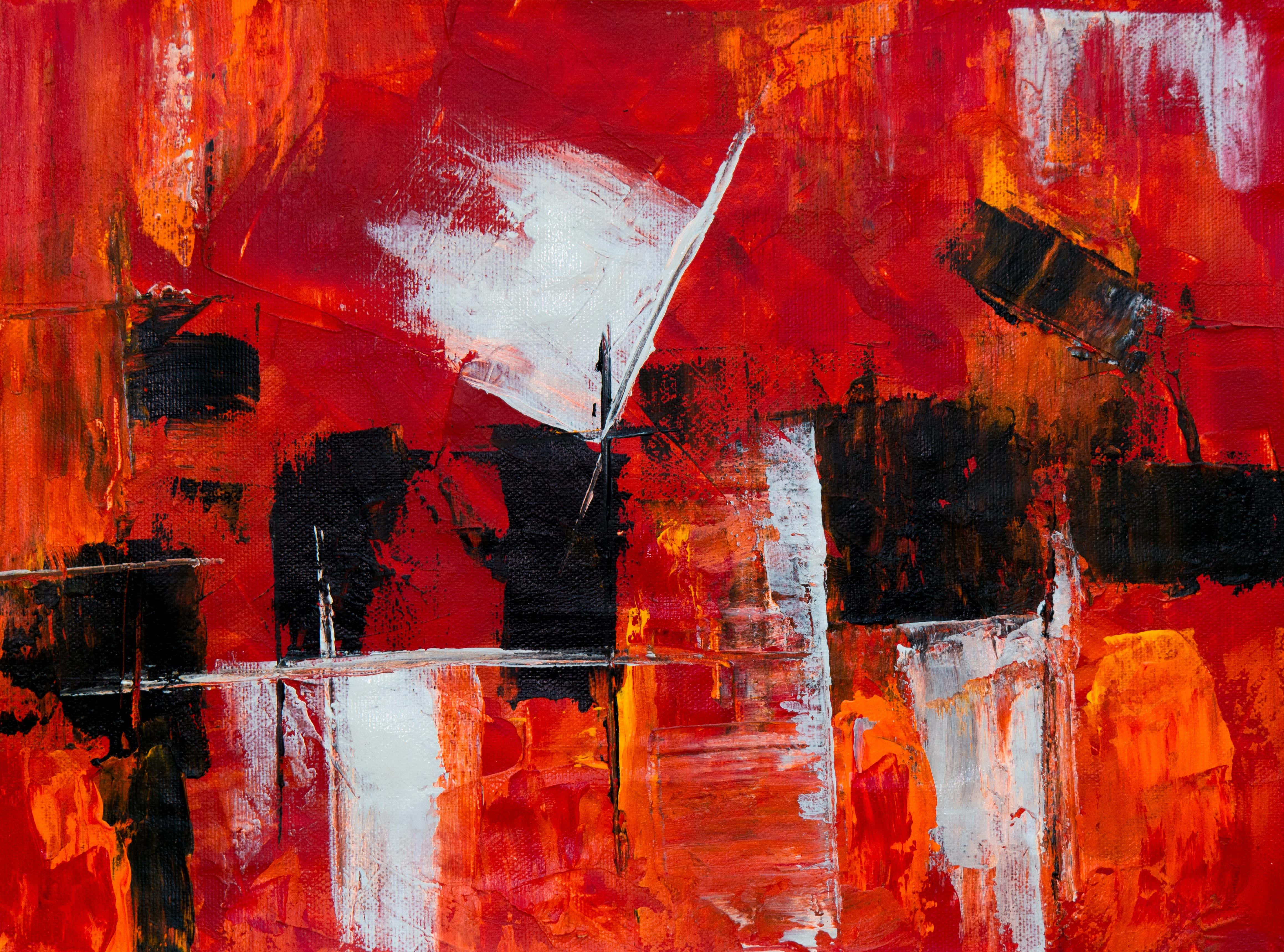 Expressionist, red orange, black, 4K Desktop Wallpaper
