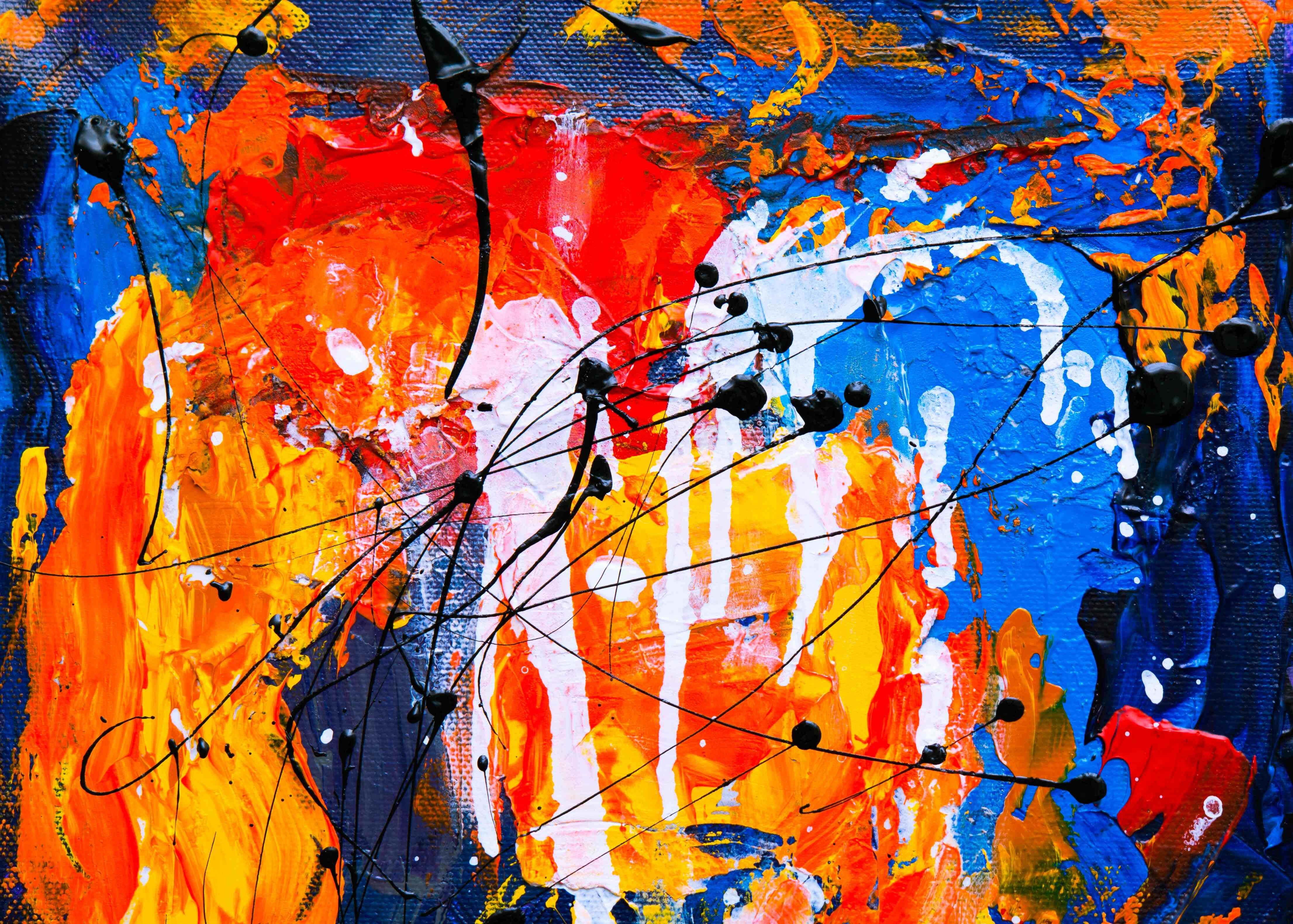 expressionist, orange, blue, 4K Desktop Wallpaper