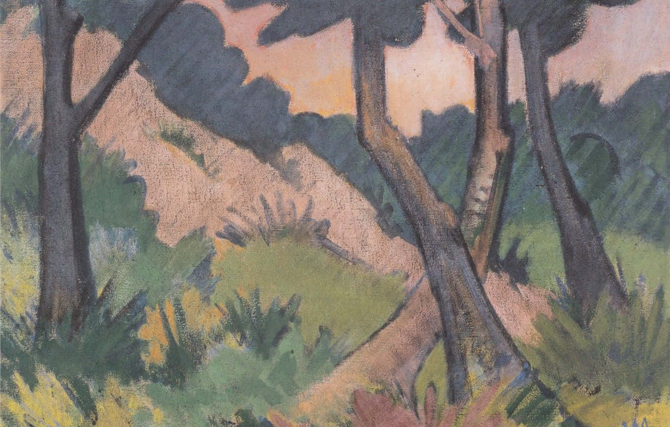 Expressionism, trees, foliage, HD Desktop Wallpaper