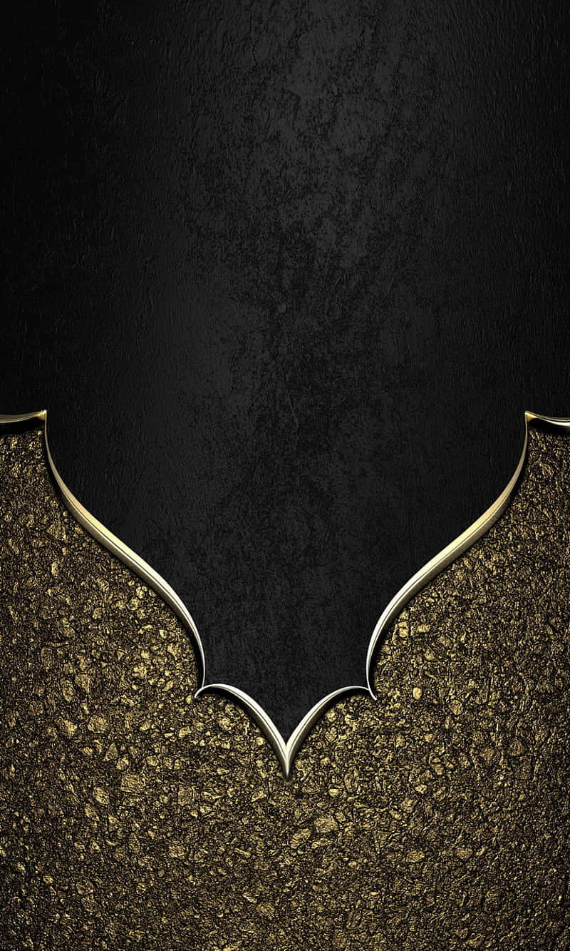 elegant black and gold, gold bat emblem, textured black background, HD Phone Wallpaper