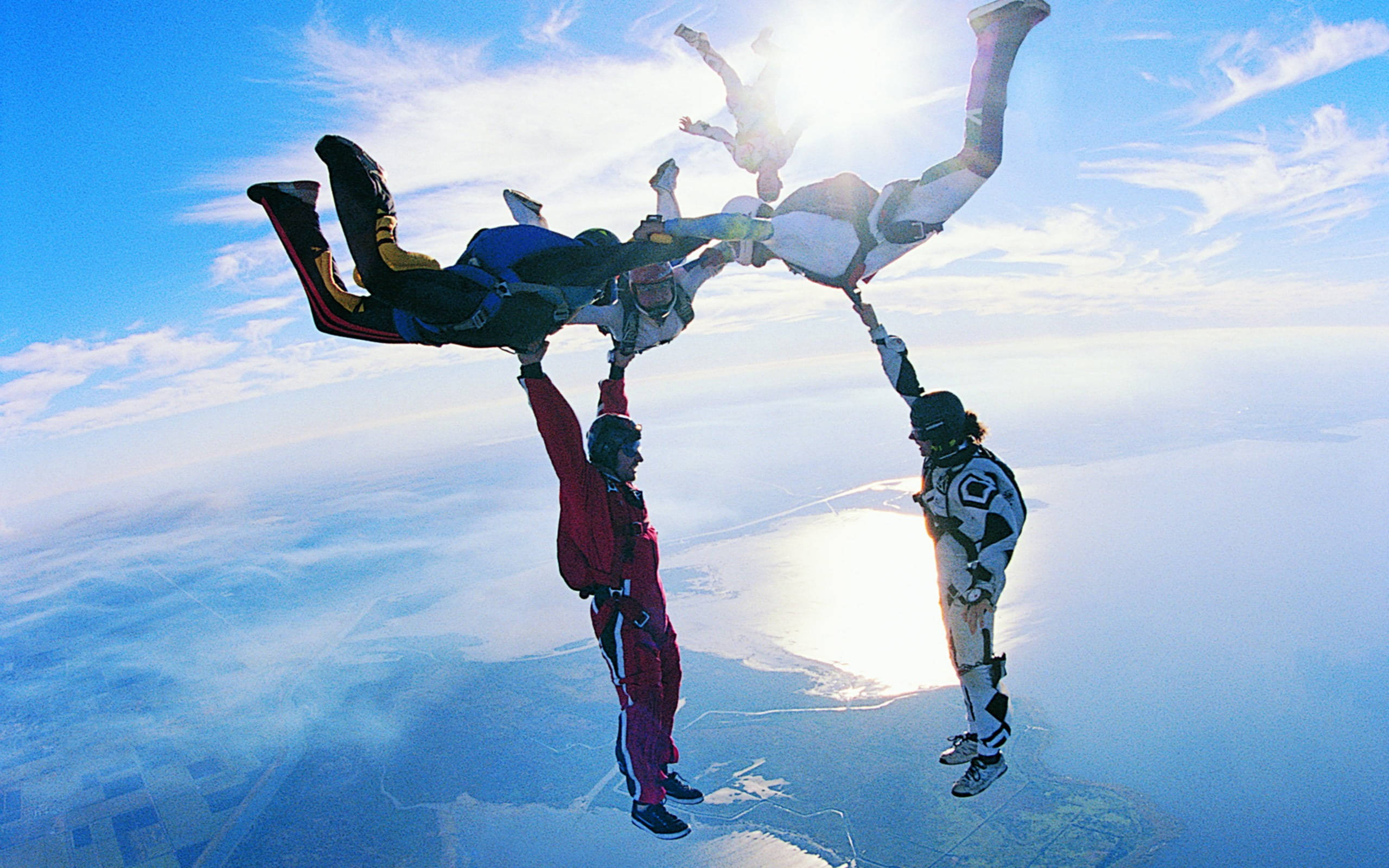 extreme sports, formation skydiving, human pyramid, 2K Desktop Wallpaper