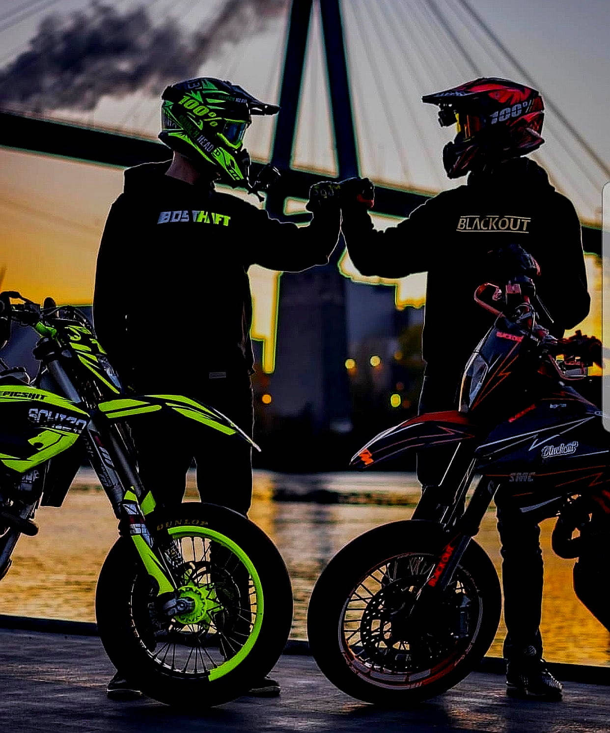 motocross riders, dirt bikes, sunset, HD Phone Wallpaper