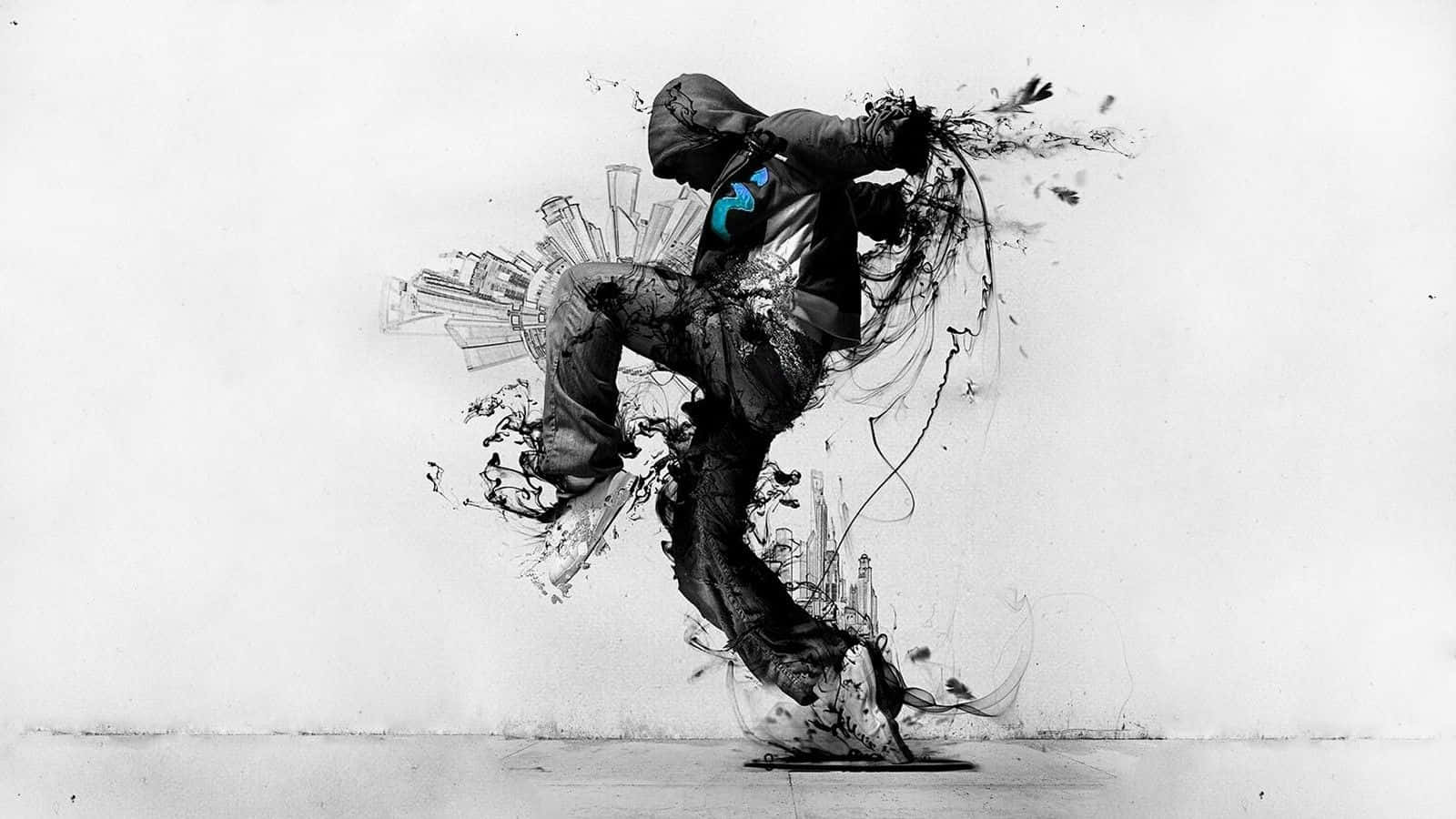 Extreme, black smoke, graffiti-style figure, HD Desktop Wallpaper