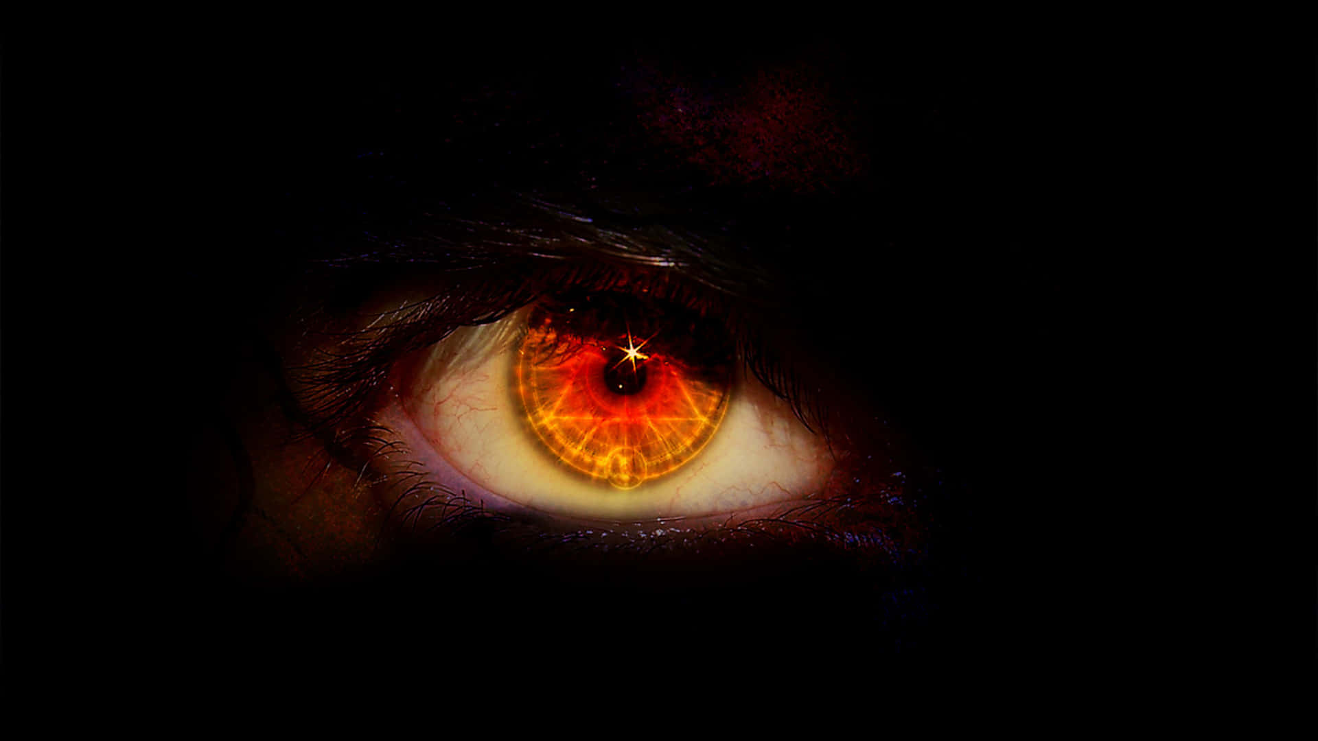 orange eye, fiery orange, red light, Full HD Desktop Wallpaper