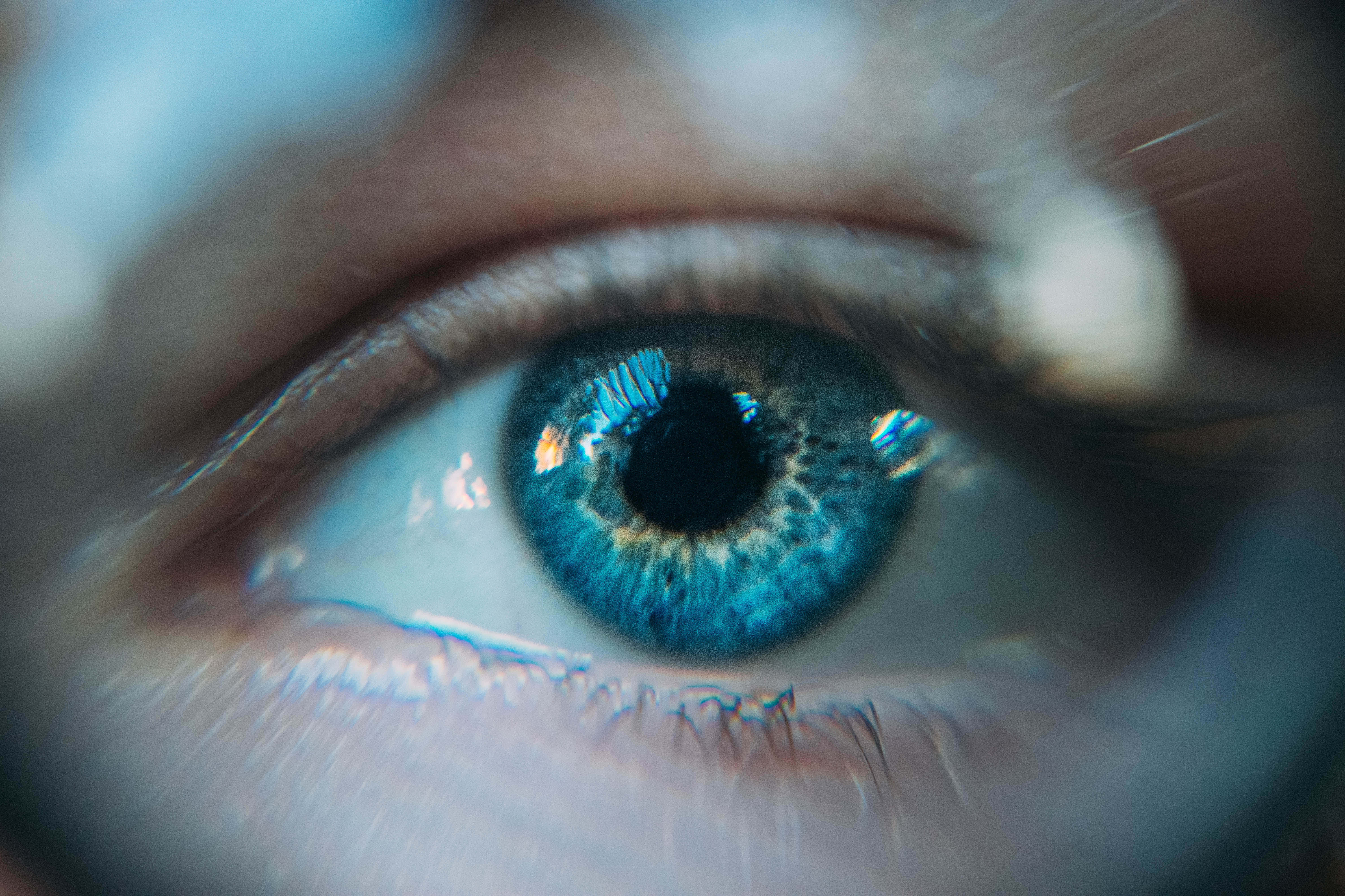 teal colored eyes, human eye, vivid blue iris, 5K Desktop Wallpaper
