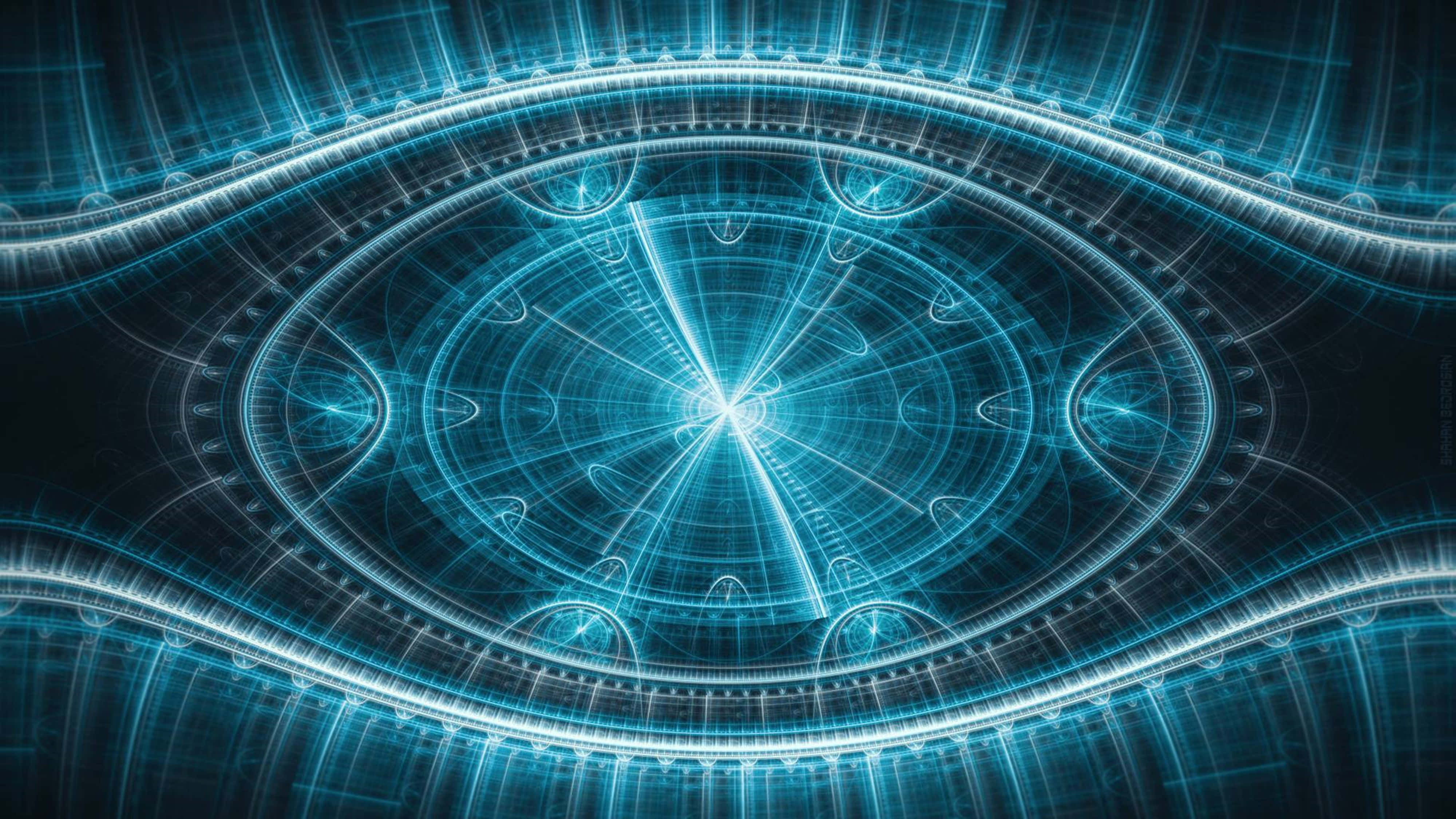 4K Tech Eye, glowing blue, fractal eye, 4K Desktop Wallpaper