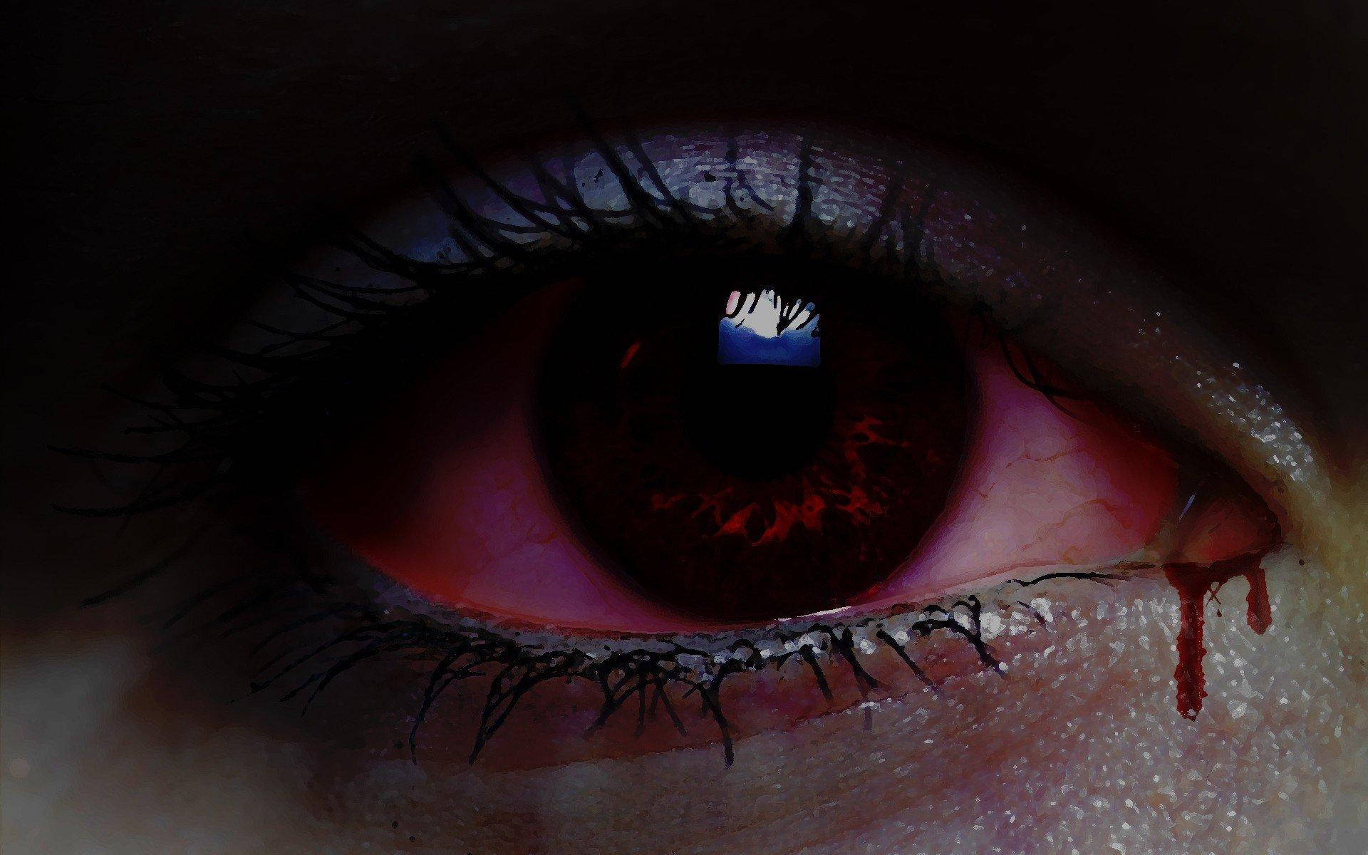 Red Blood Sad Eyes, bloodshot eye, tear of blood, Full HD Desktop Wallpaper