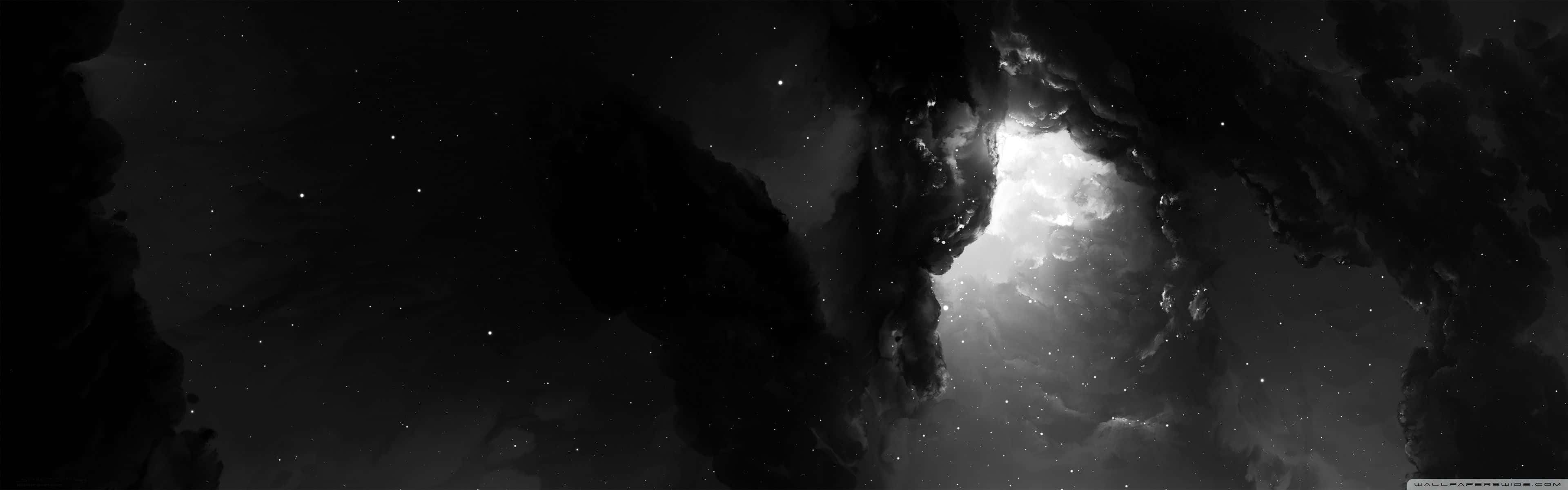 Eyefinity, starry sky, cosmic dust clouds, 4K Desktop Wallpaper