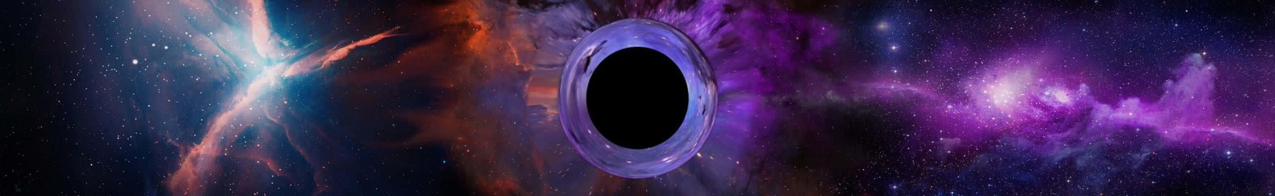 black hole, purple nebulae, orange nebulae, 2K Desktop Wallpaper