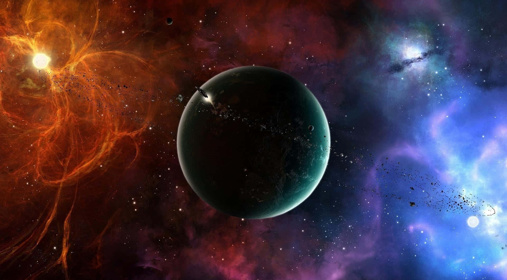 Eyefinity, 1920 x 1060, glowing rings, Full HD Desktop Wallpaper