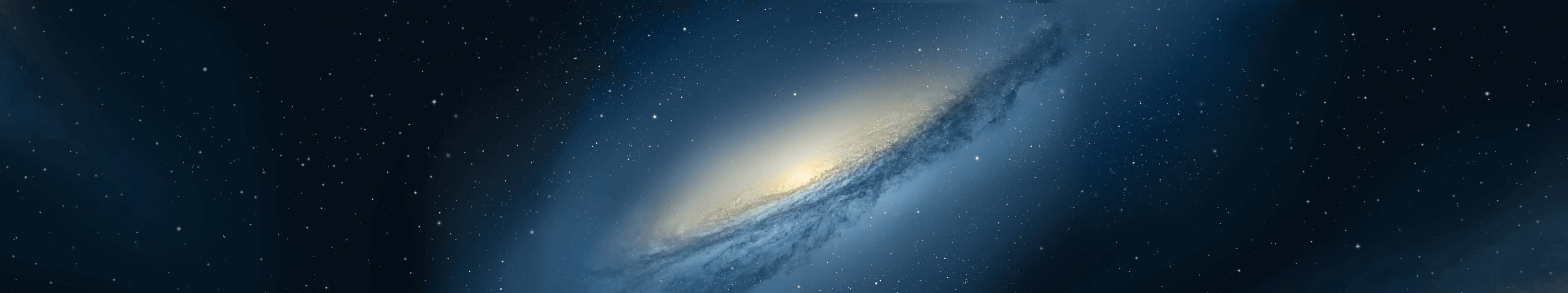 Eyefinity, spiral galaxy, golden light, 5K Desktop Wallpaper