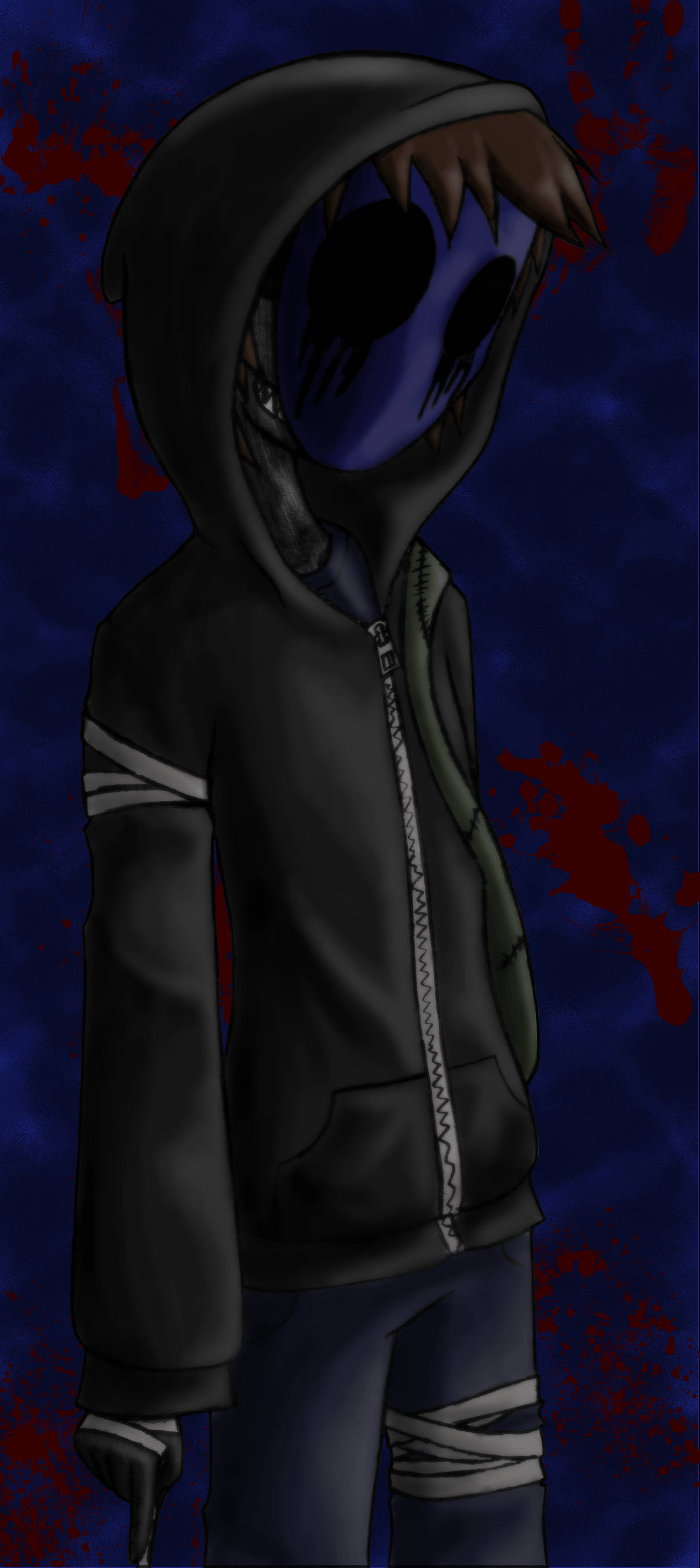 Eyeless Jack, blue skull mask, dark blue background, 2K Phone Wallpaper