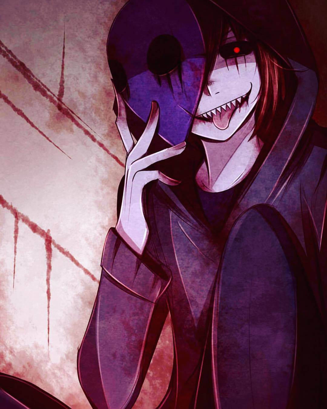 Eyeless Jack, purple skull mask, red eyes, HD Phone Wallpaper