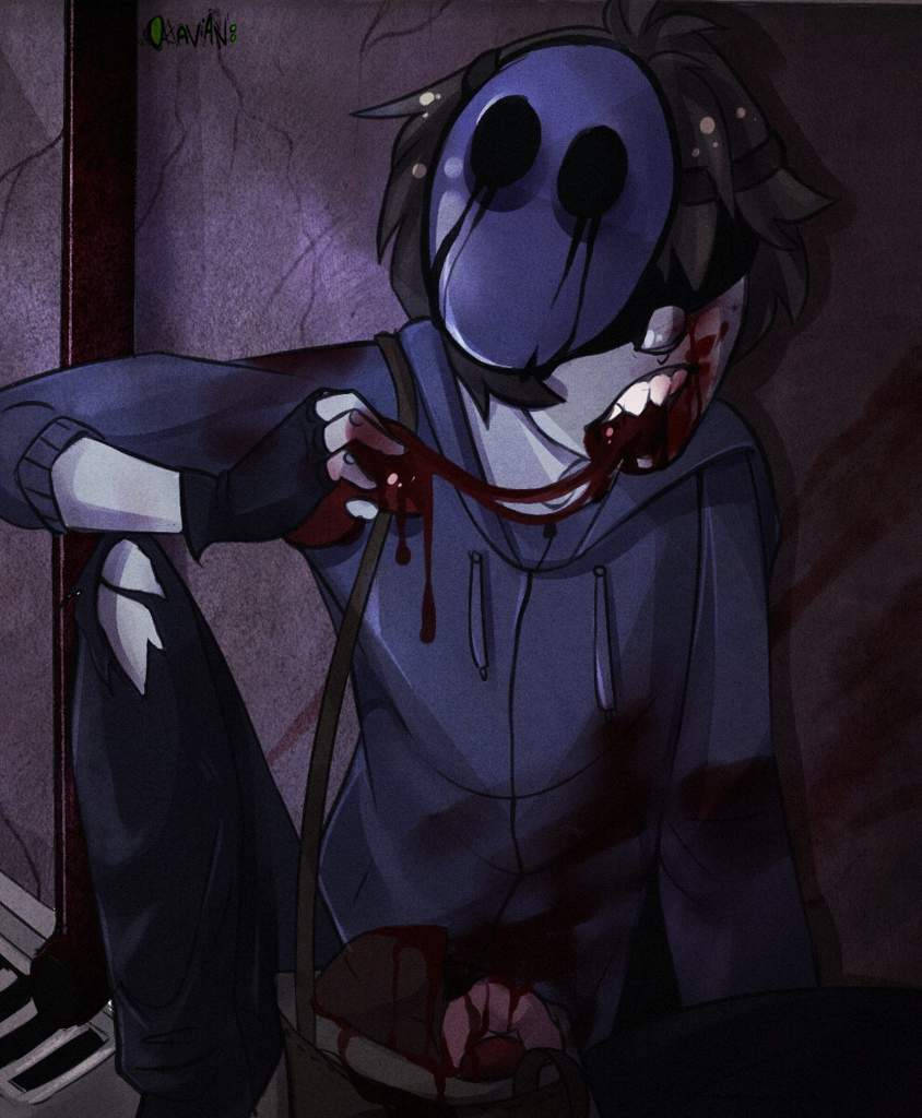 Eyeless Jack, masked anime character, bloodied teeth, SD Phone Wallpaper